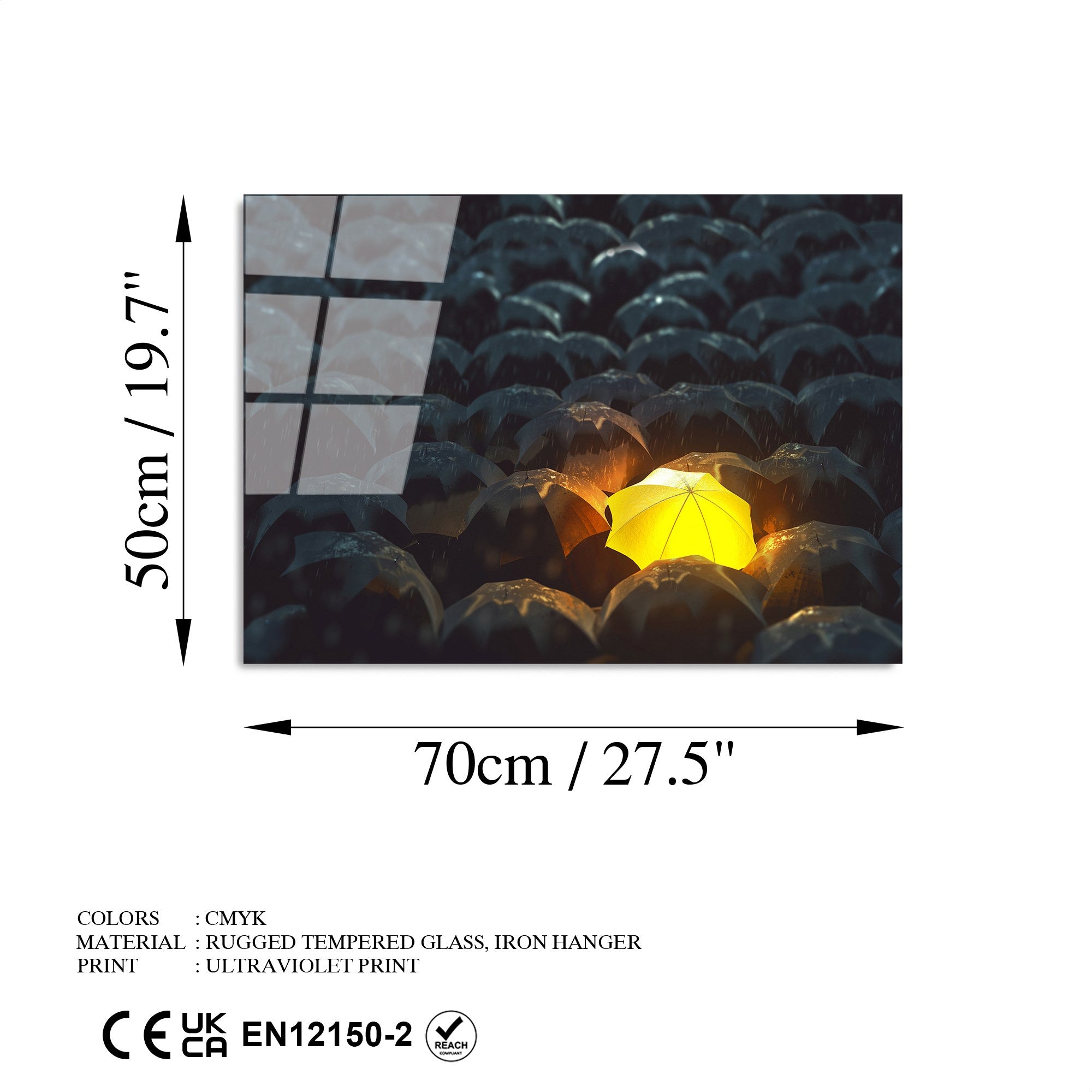 Quadro Decorativo em Vidro Temperado 4 mm Multicolor 50 x 70 cm – UV-377