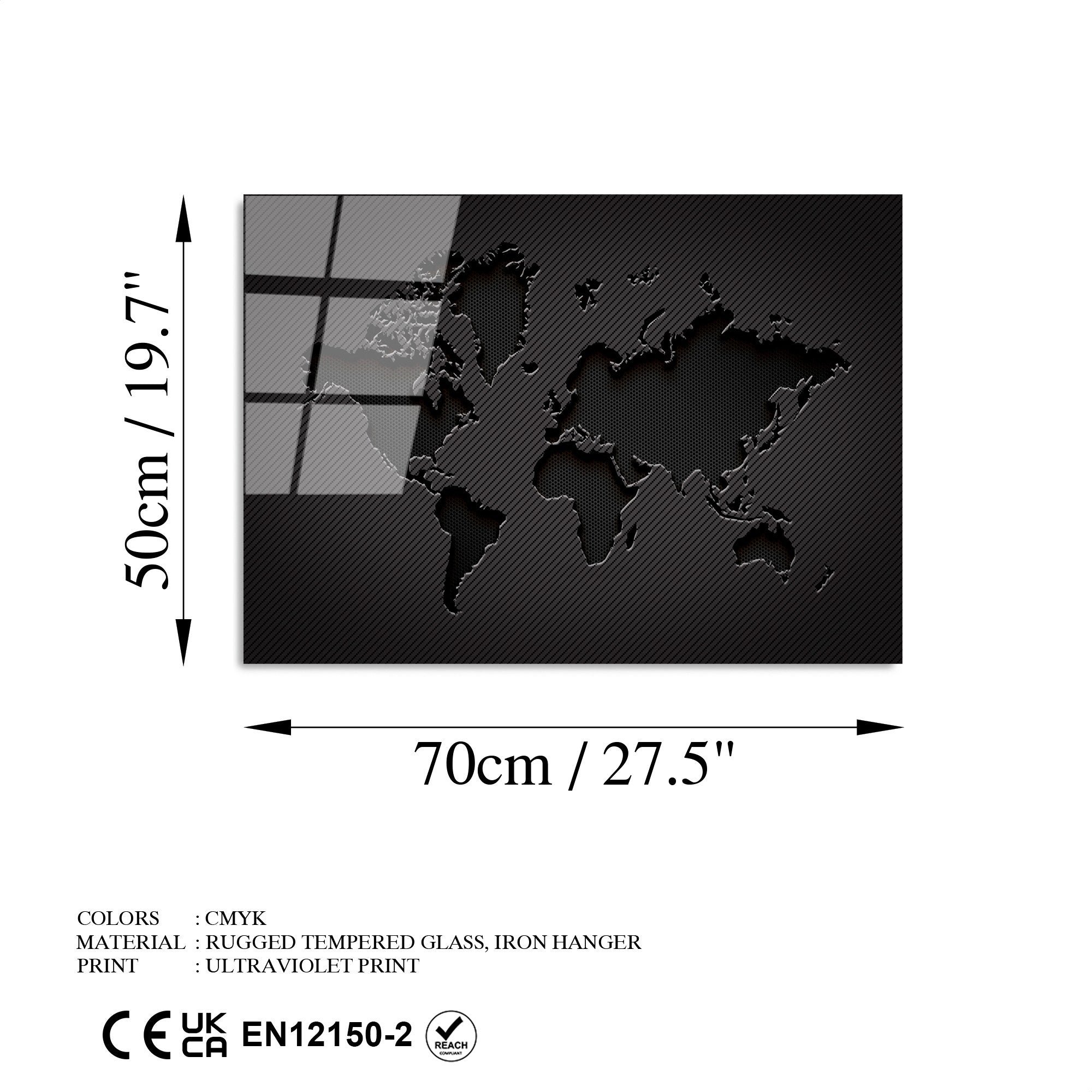 Quadro Decorativo em Vidro Temperado (4 mm) UV-378, Multicolor, 50 x 70 cm