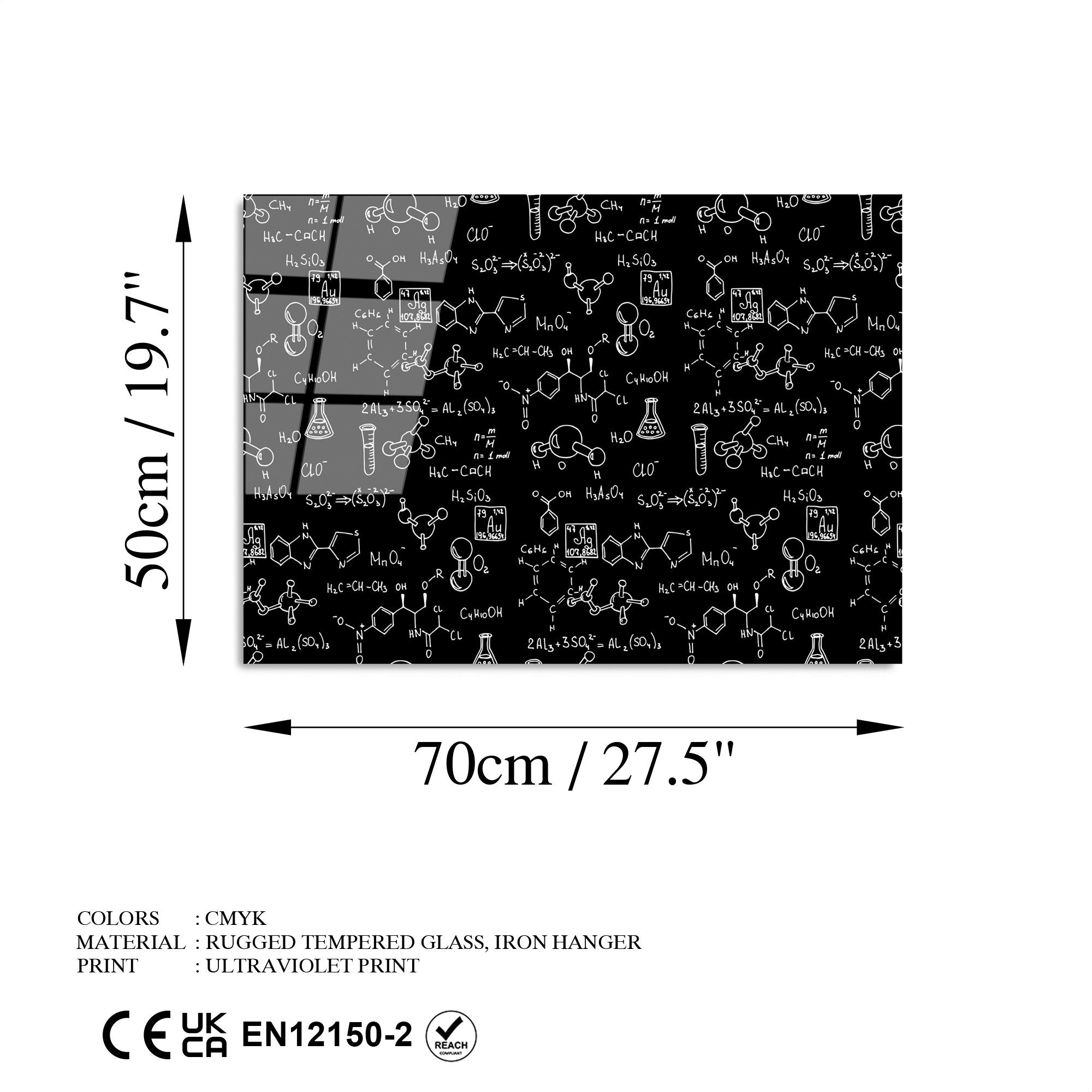Quadro Decorativo em Vidro Temperado UV-381, 50 x 70 cm, Multicolor, 4 mm