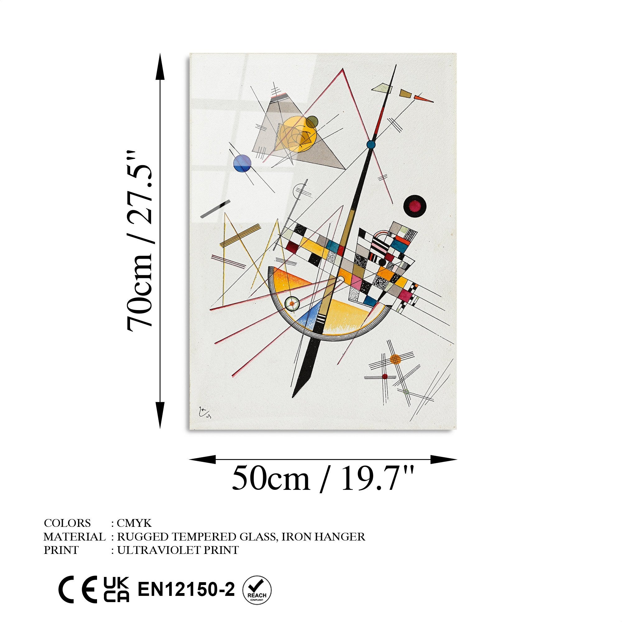 Quadro Decorativo em Vidro Temperado UV-386, 50 x 70 cm, Multicolor, 4 mm