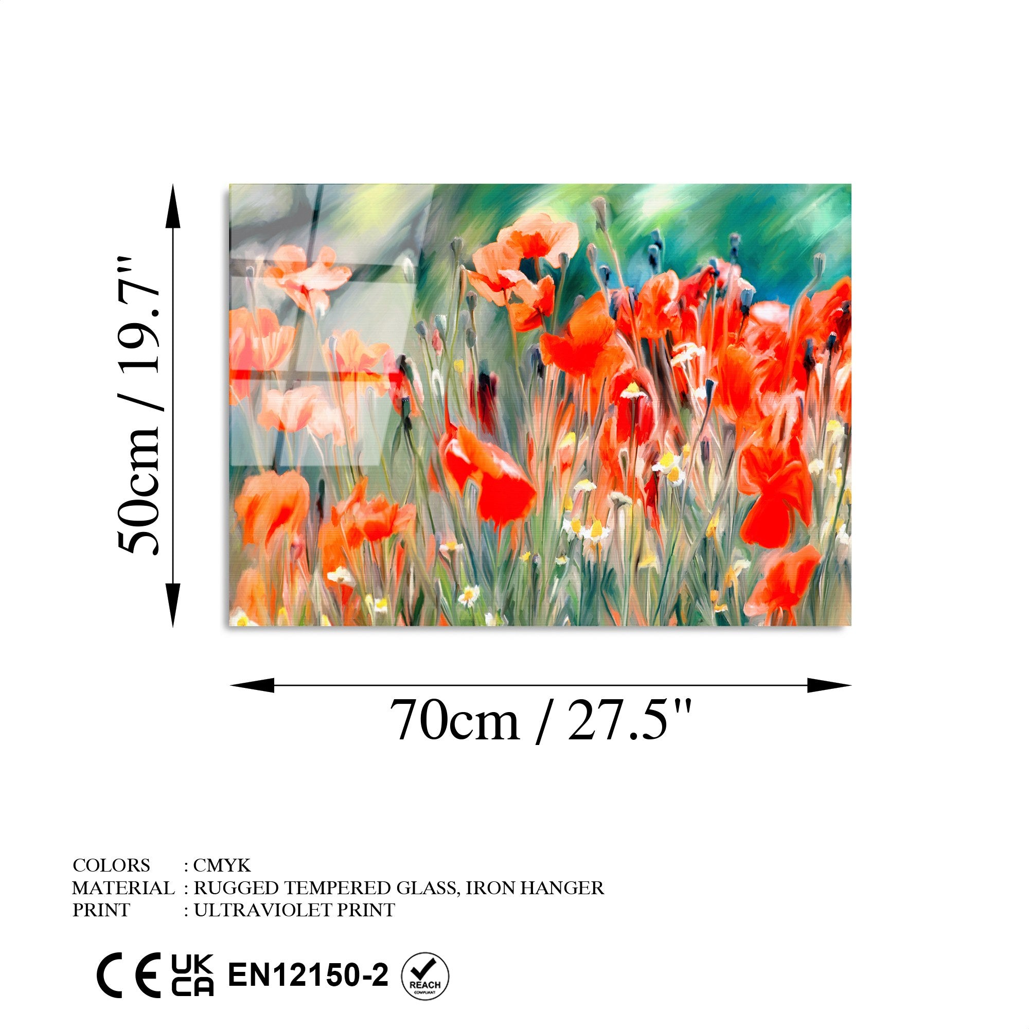 Quadro Decorativo em Vidro Temperado UV-389, Multicolor, 50 x 70 cm (4 mm)