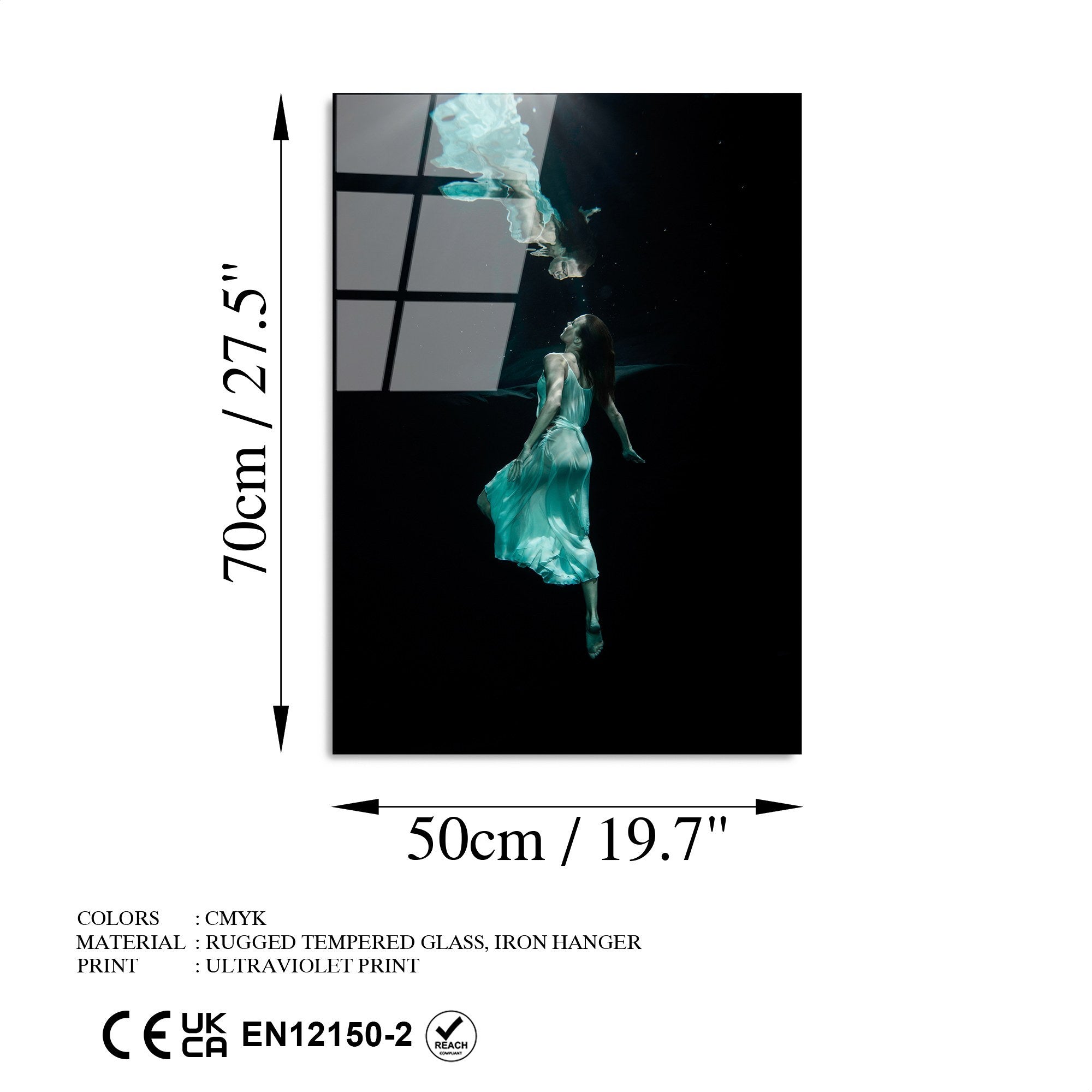 Quadro Decorativo em Vidro Temperado 100% UV-390, Multicolor, 50 x 70 cm (4 mm)