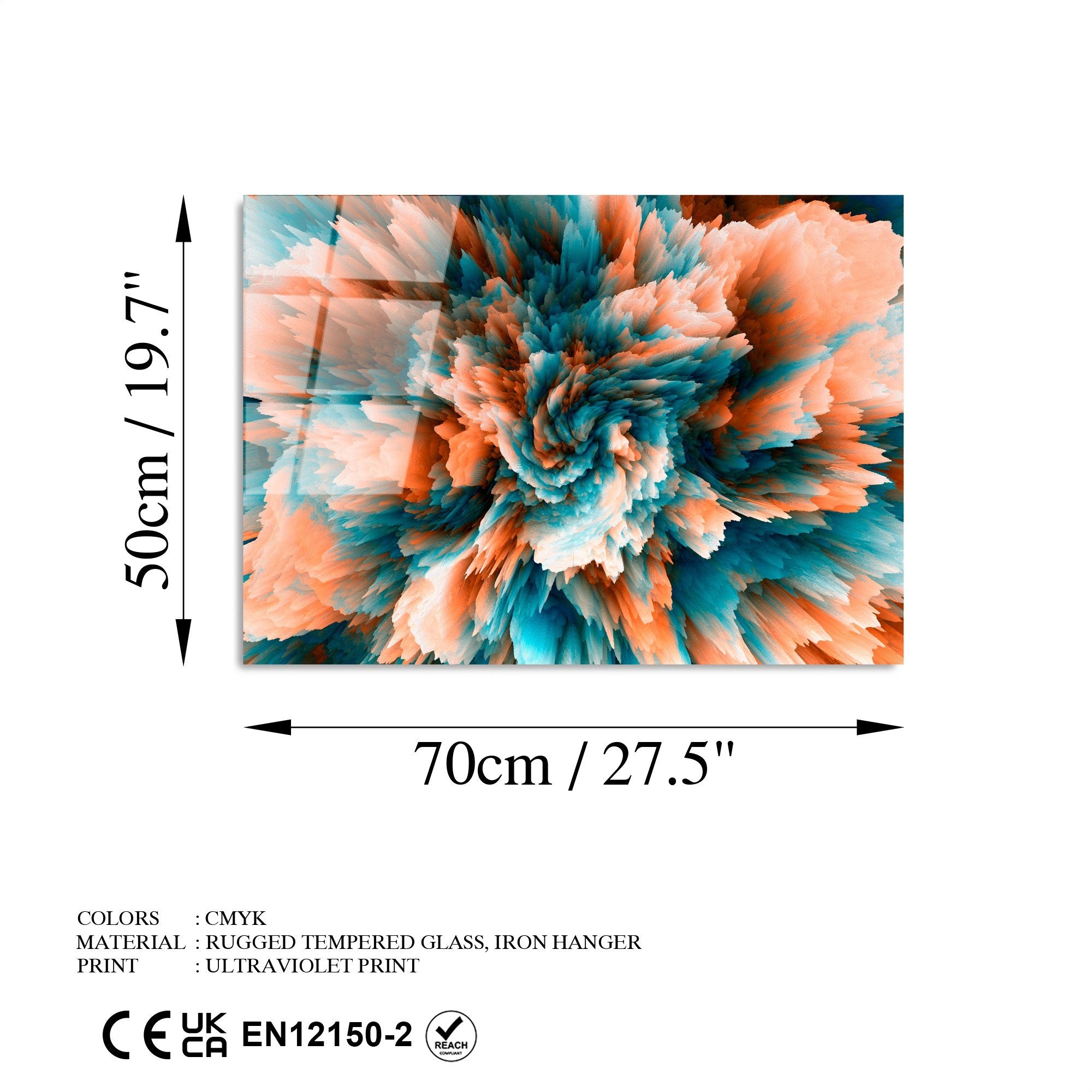 Quadro Decorativo em Vidro Temperado UV-391, Multicolor, 50 x 70 cm, 4 mm