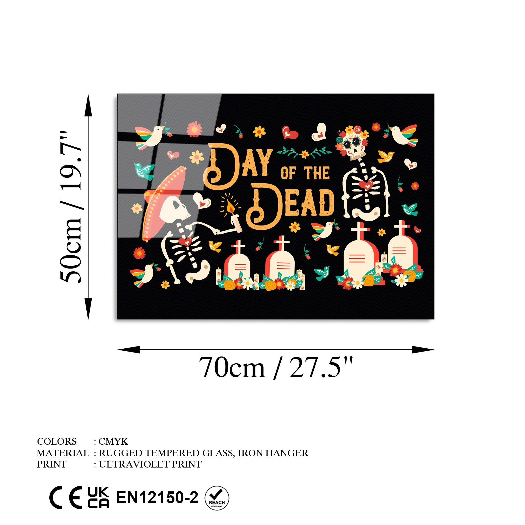 Quadro Decorativo em Vidro Temperado (4 mm) 50 x 70 cm – Multicolor | UV-394