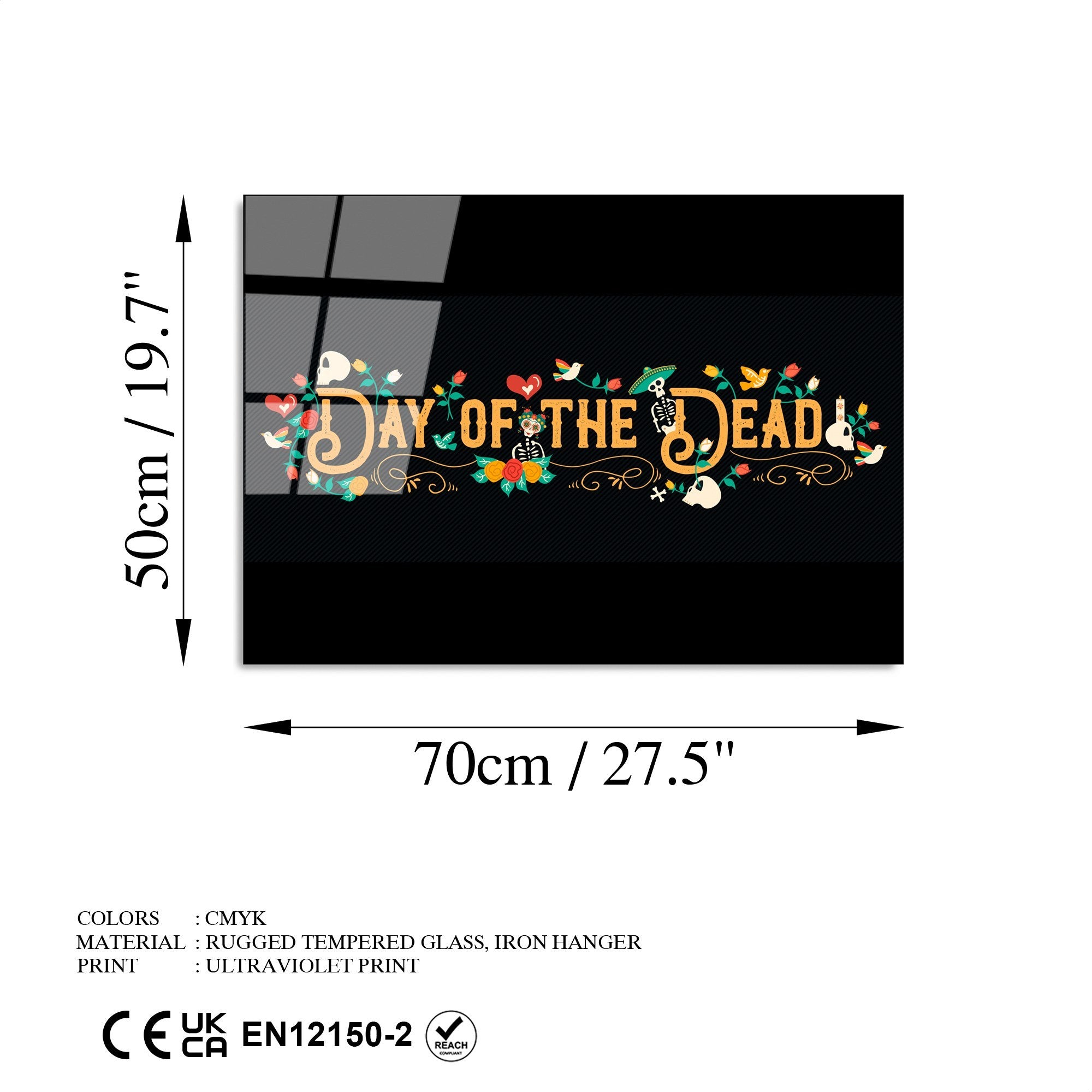 Quadro Decorativo em Vidro Temperado UV-395, Multicolor, 50 x 70 cm, 4 mm