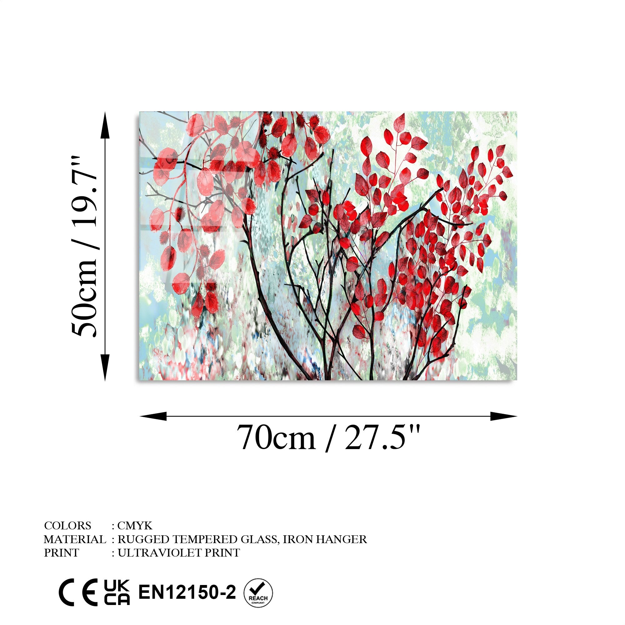 Quadro Decorativo em Vidro 100% Temperado UV-397, Multicolor, 50 x 70 cm (4 mm)