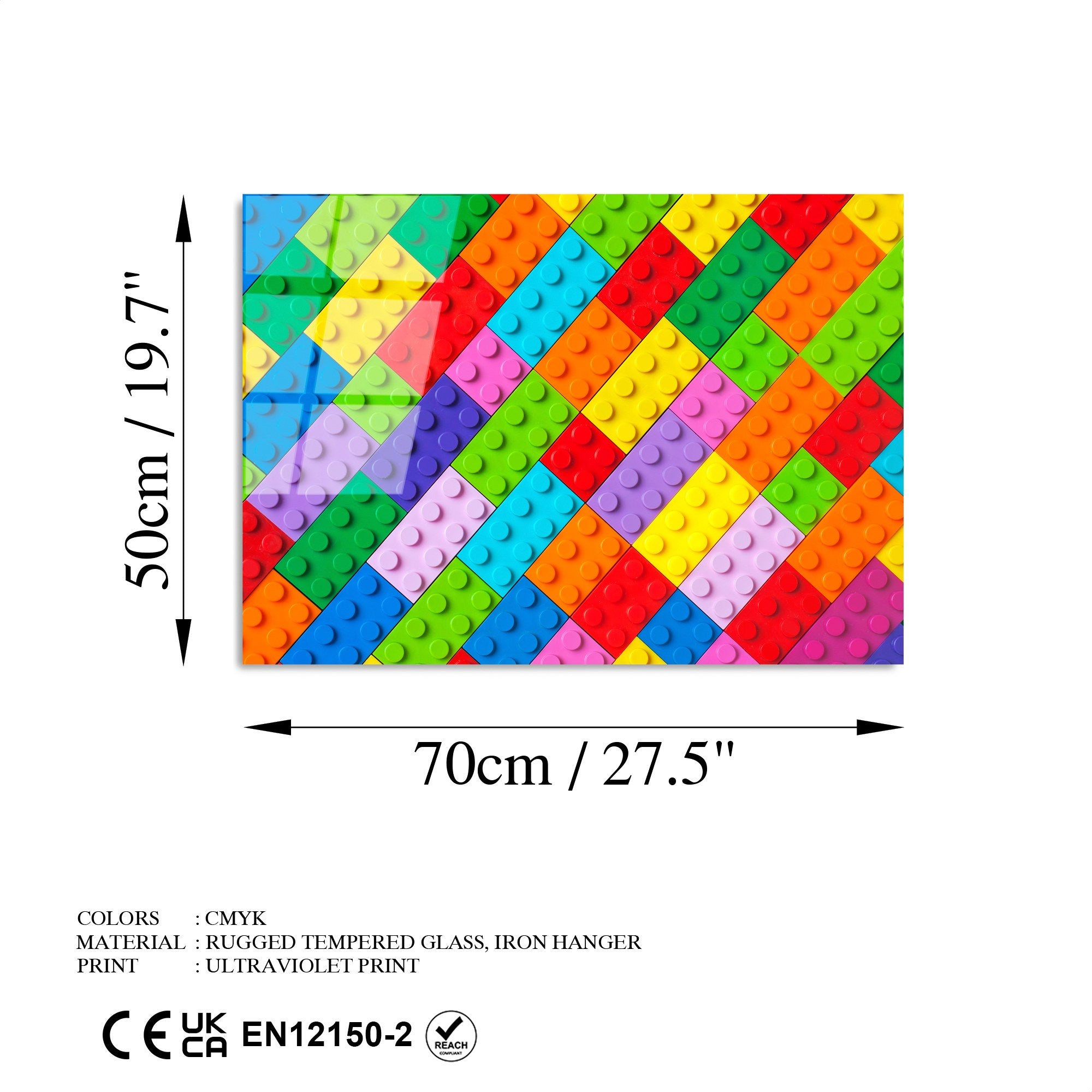 Quadro Decorativo em Vidro Temperado UV-400 50 x 70 cm - Multicolor, 4 mm