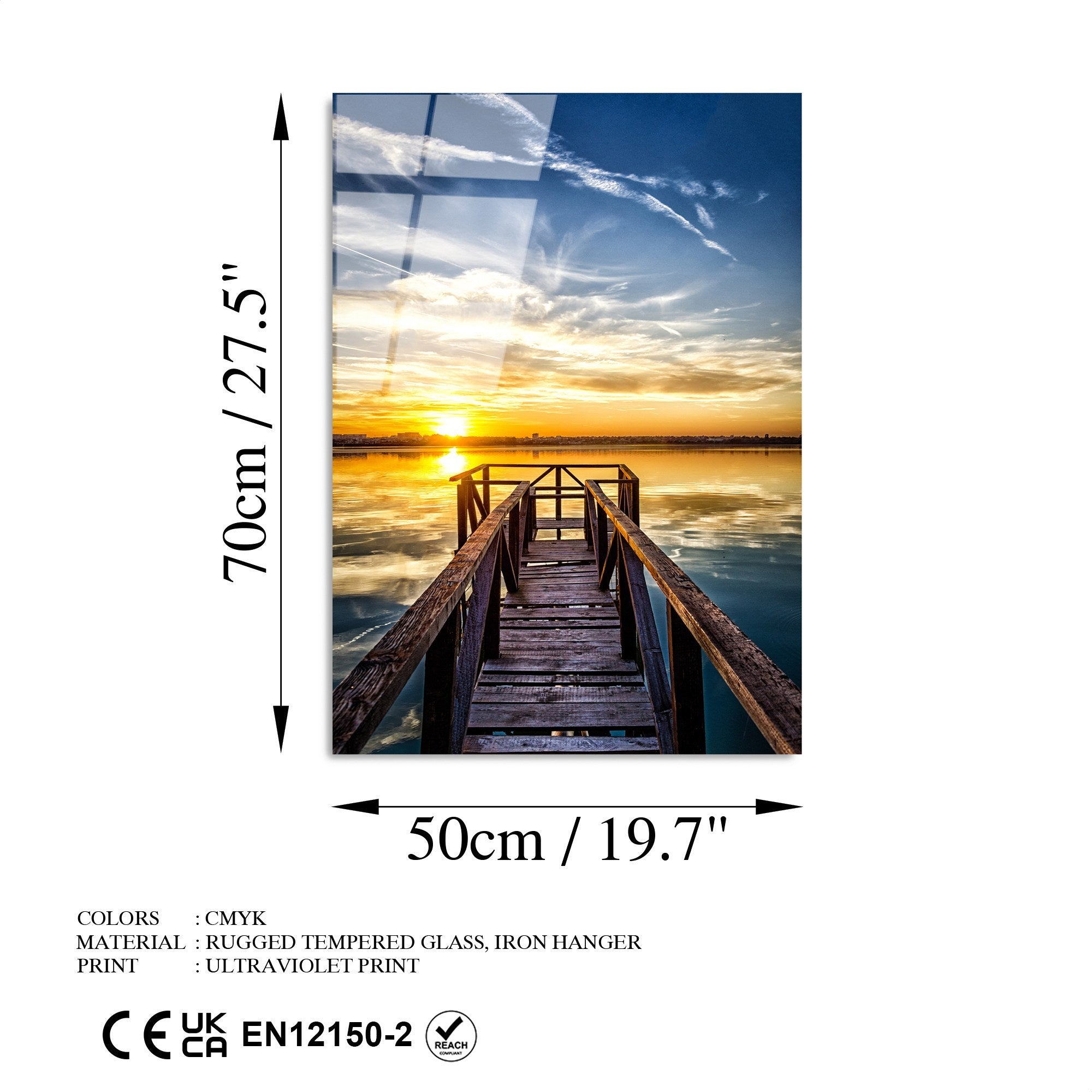 Quadro Decorativo em Vidro Temperado UV-402, Multicolor, 50 x 70 cm (4 mm)