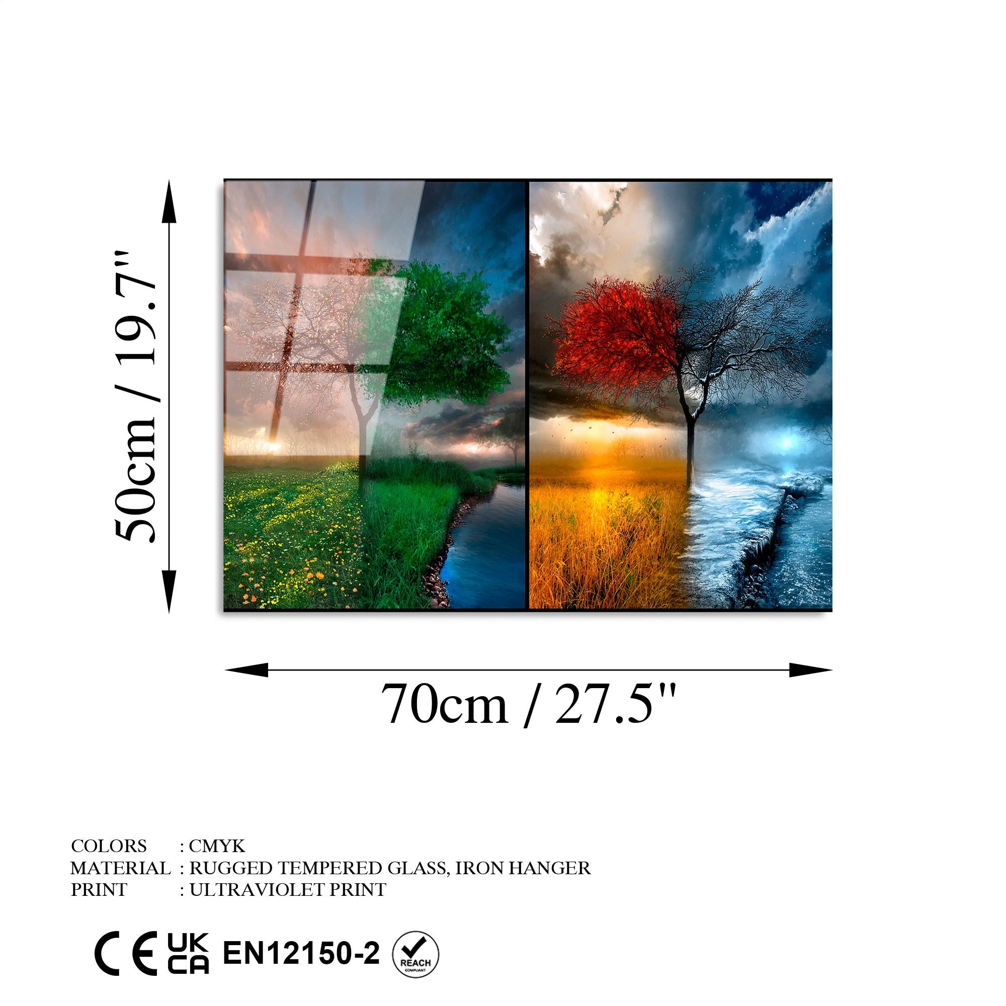 Quadro Decorativo em Vidro Temperado UV-404, 50 x 70 cm, Multicolorido (4 mm)