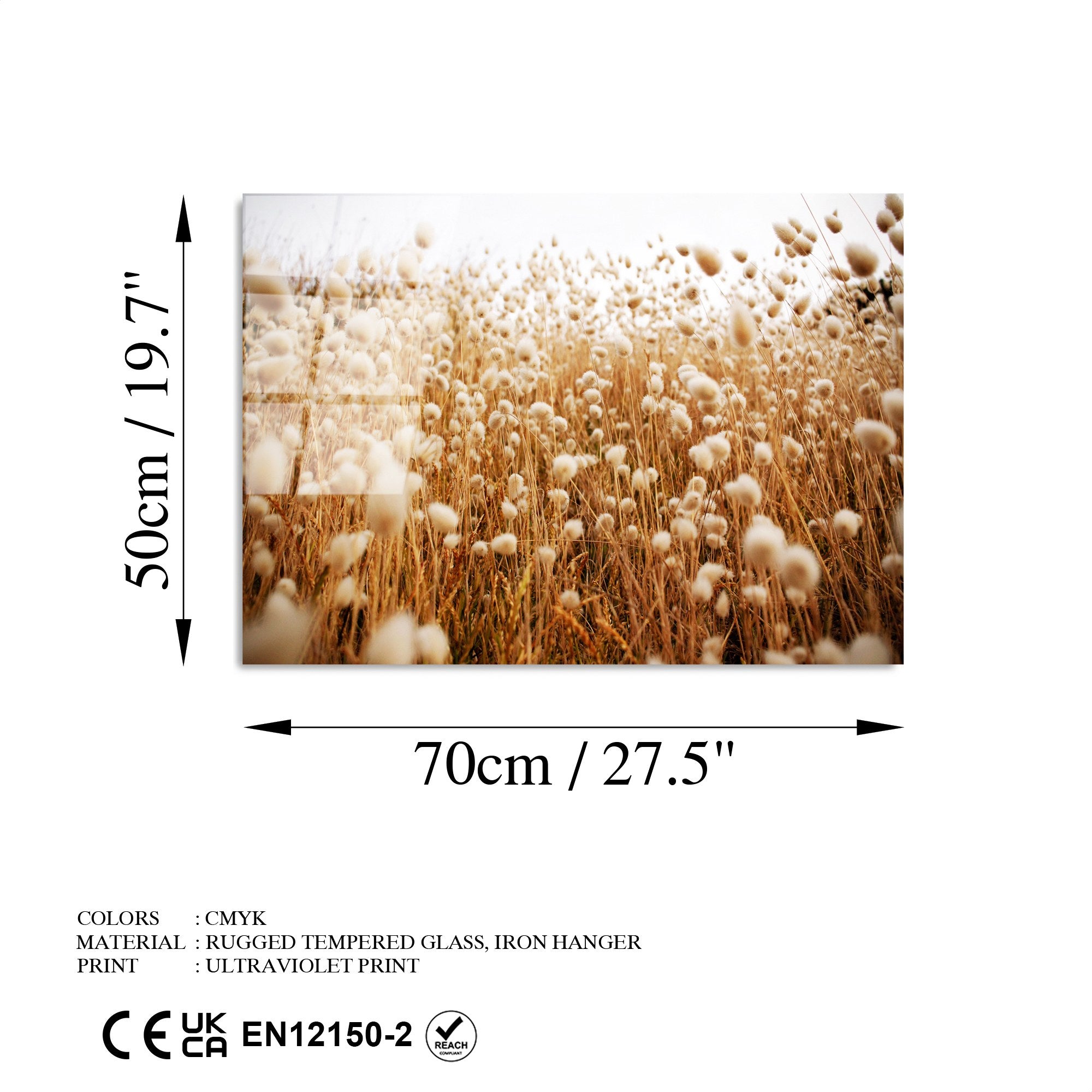 Quadro Decorativo 100% Vidro Temperado UV-405, 50 x 70 cm, Multicolor (4 mm)