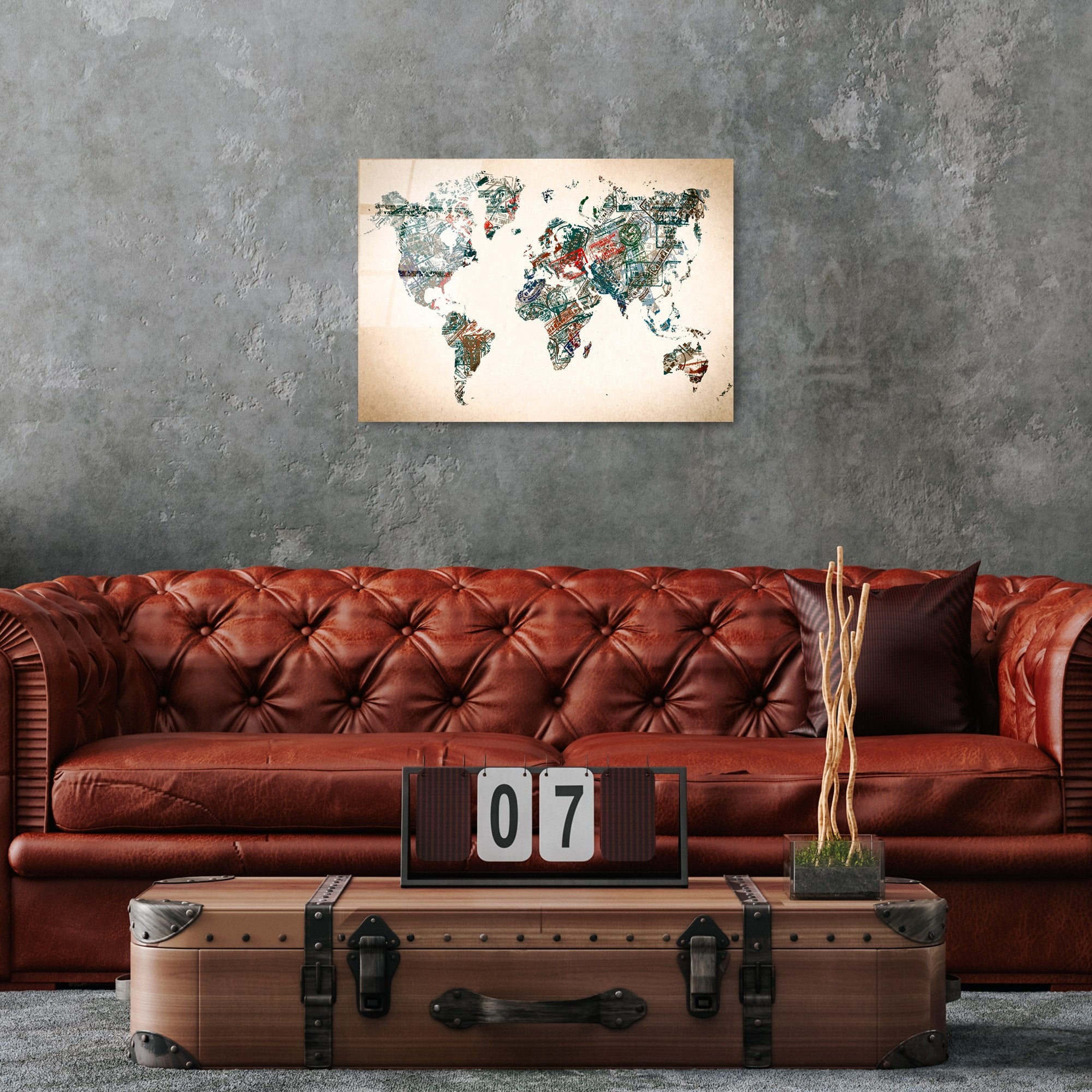 Quadro Decorativo em Vidro Temperado UV-407 50 x 70 cm (4 mm) - Multicolorido