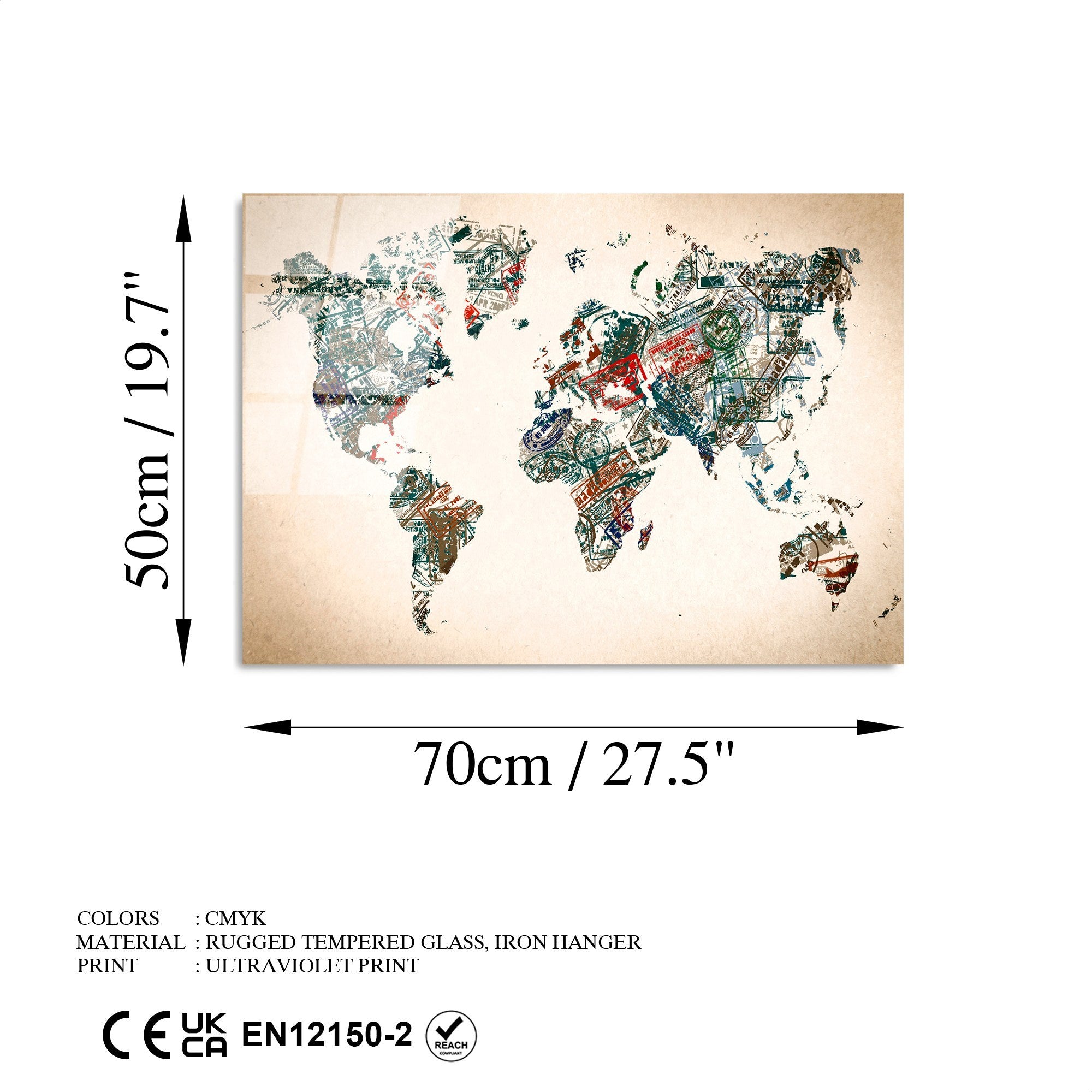 Quadro Decorativo em Vidro Temperado UV-407 50 x 70 cm (4 mm) - Multicolorido