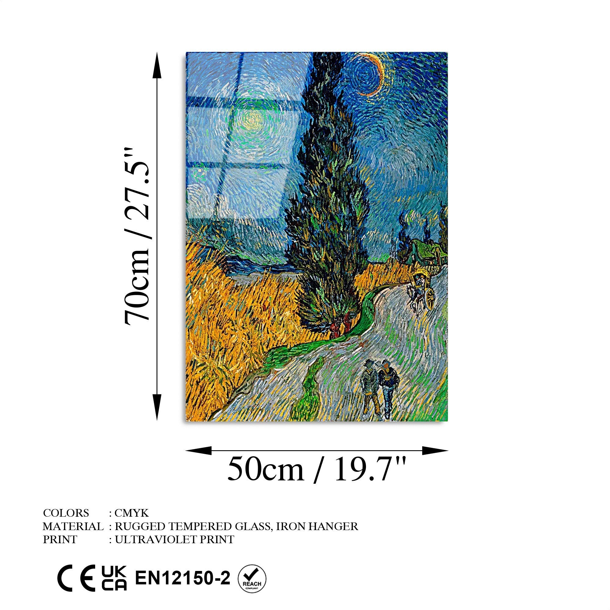 Quadro Decorativo em Vidro Temperado UV-408 (50 x 70 cm), Multicolor, 4 mm