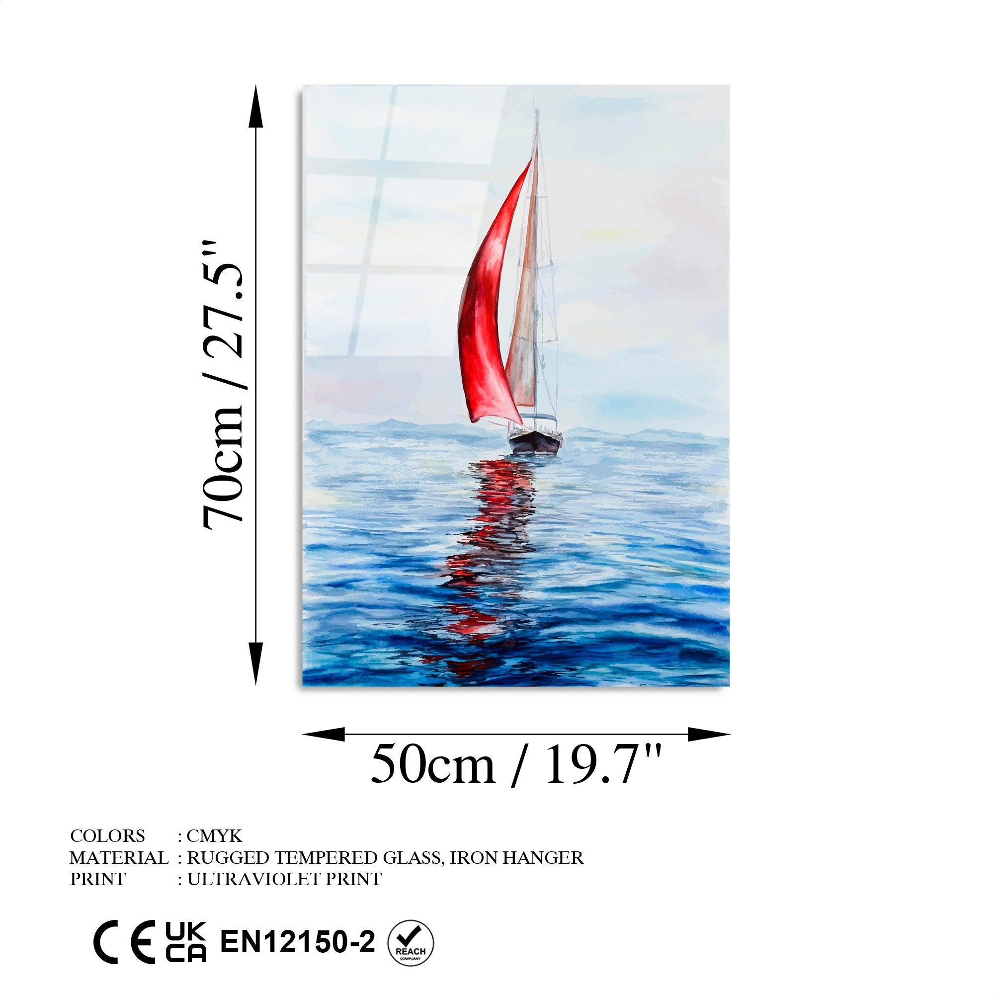 Quadro Decorativo em Vidro Temperado UV-411, Multicolor, 50 x 70 cm (4 mm)