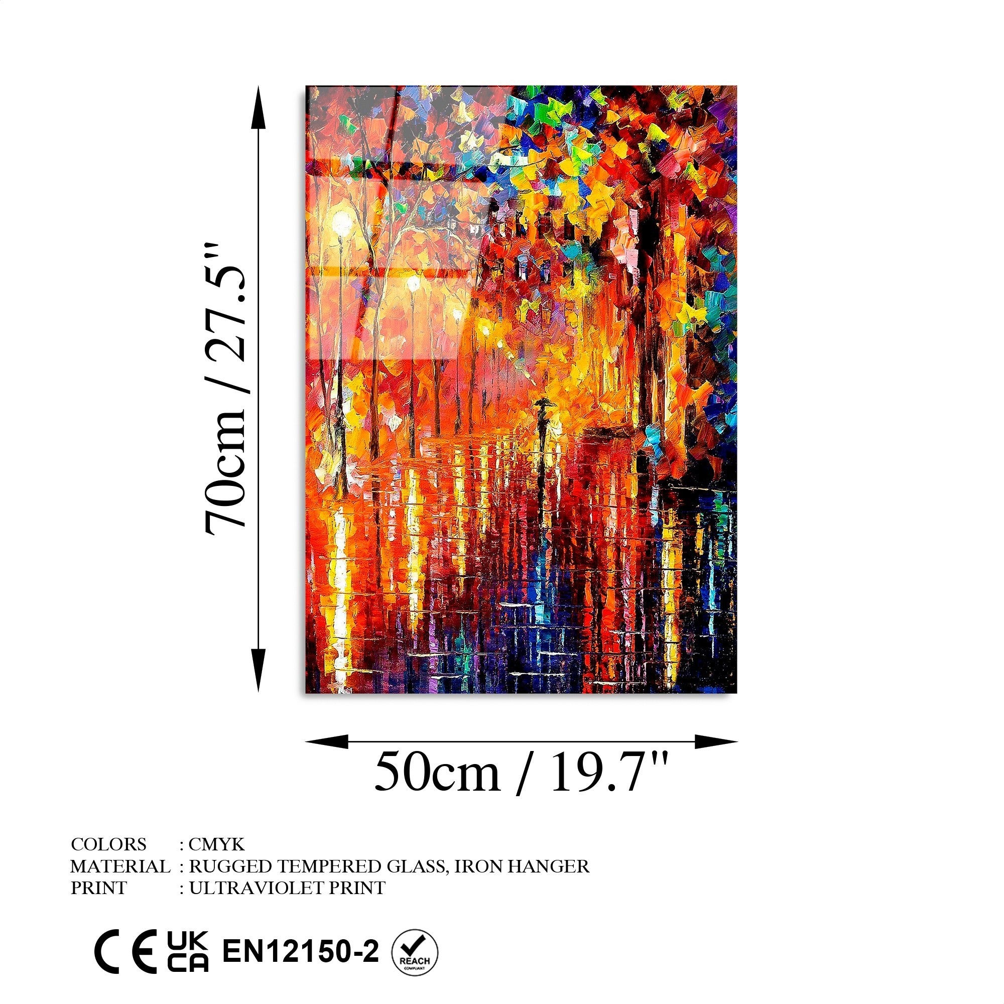 Quadro Decorativo em Vidro Temperado UV-416, 50x70 cm, Multicolor — 100% Vidro, 4 mm