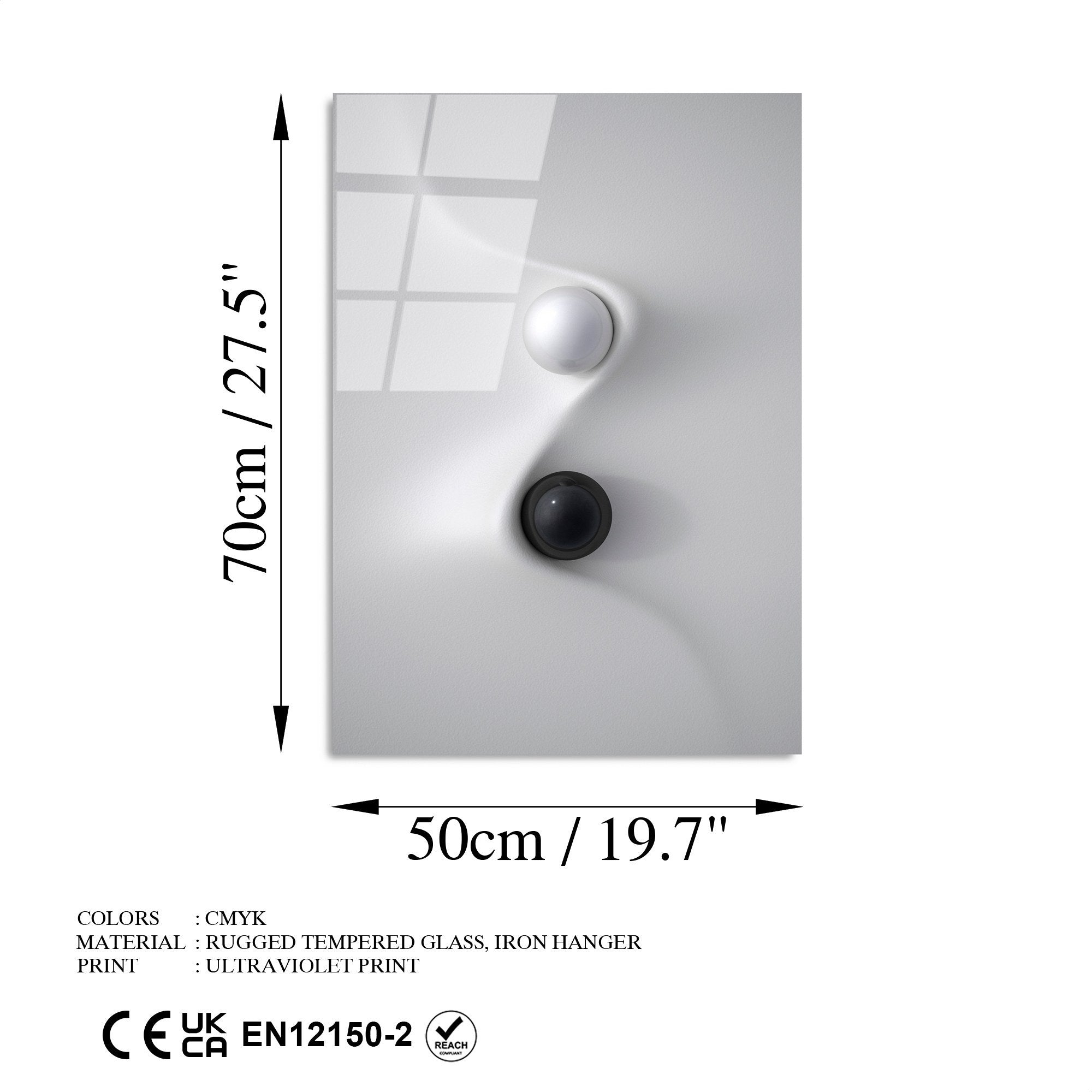 Quadro Decorativo em Vidro Temperado UV-417, Multicolor, 50 x 70 cm (4 mm)