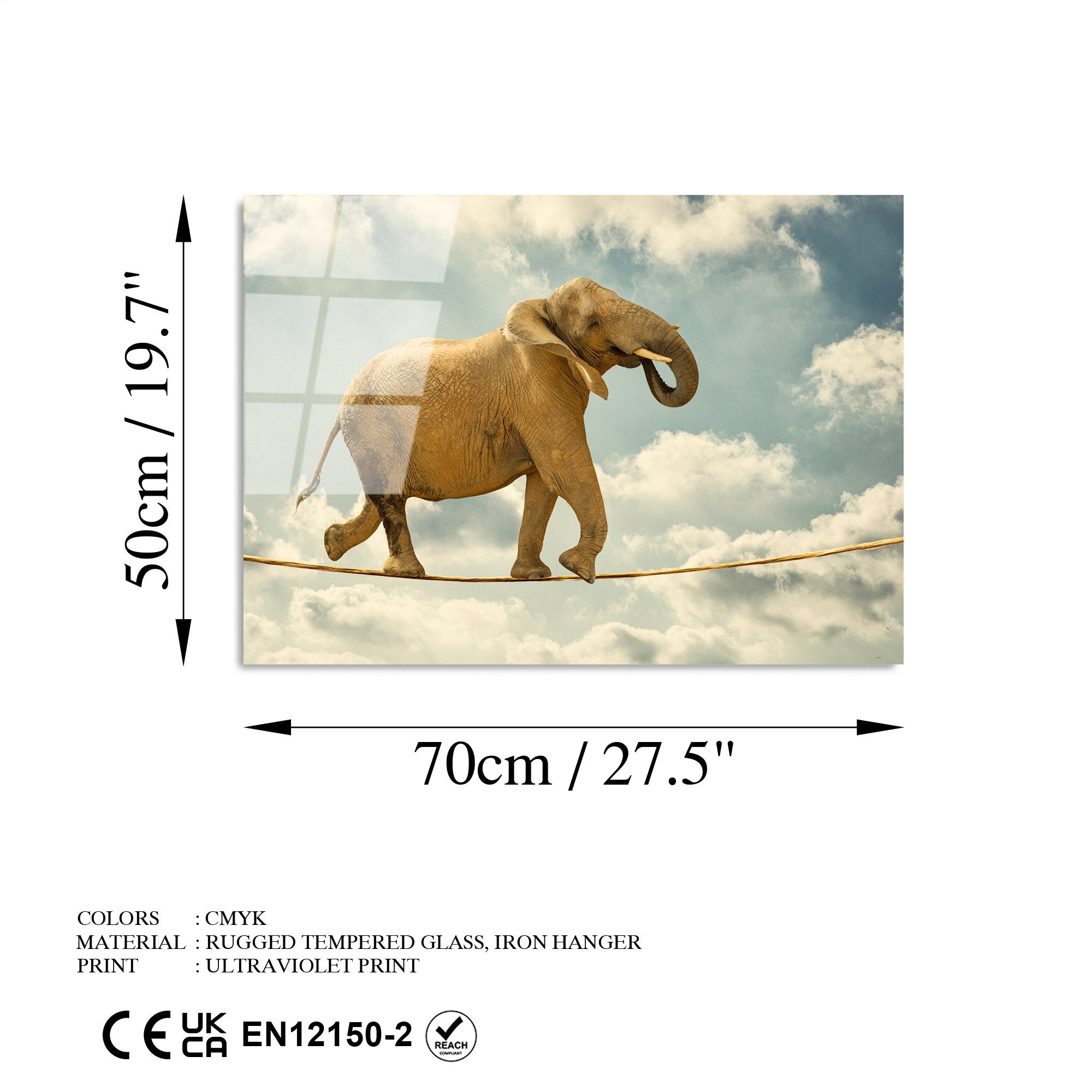 Quadro Decorativo em Vidro Temperado 4 mm Multicolor 50x70 cm – UV-419