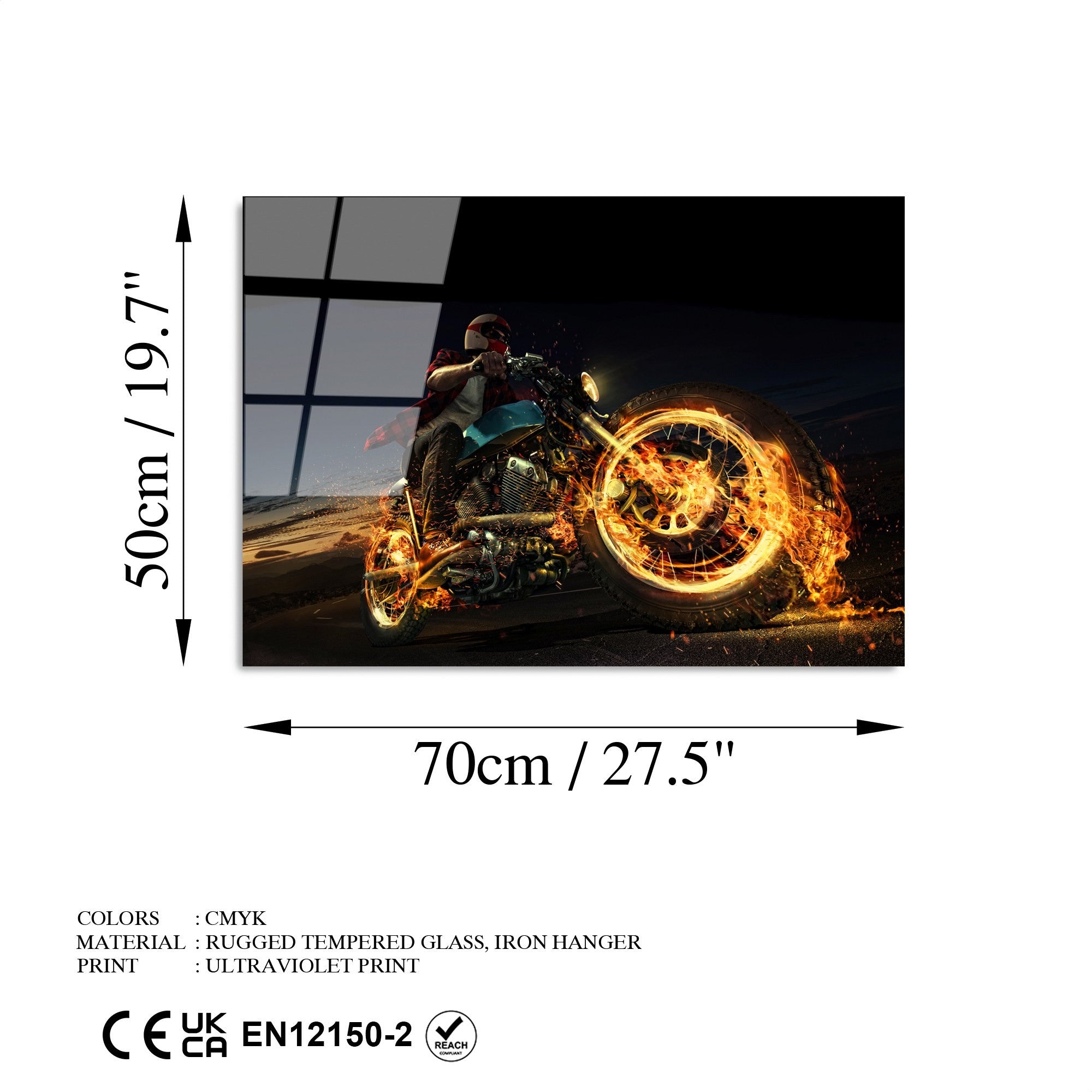 Quadro Decorativo em Vidro Temperado UV-423, 50x70 cm, Multicolor, 4 mm