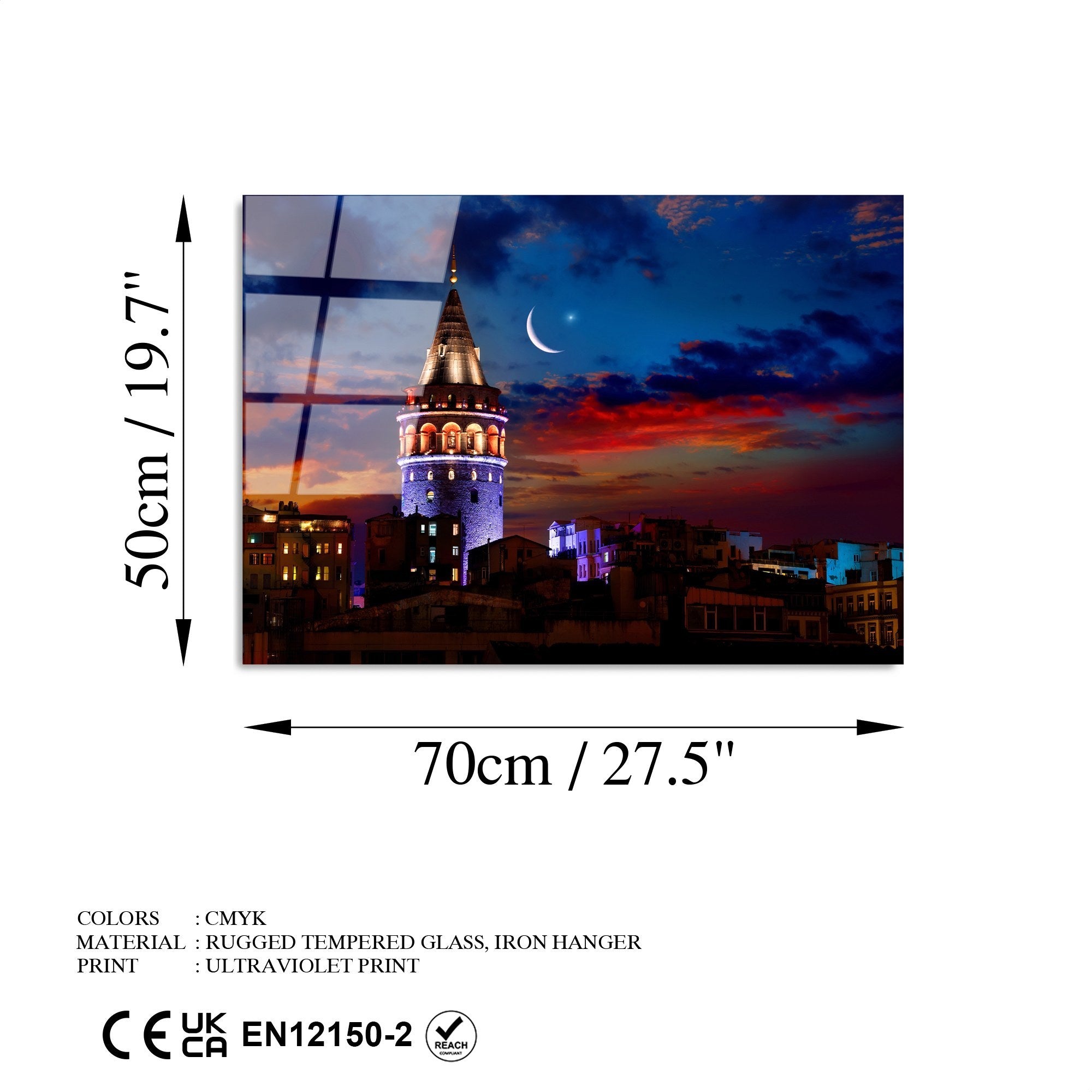 Quadro Decorativo em Vidro Temperado UV-430 (50 x 70 cm) – Multicolor, 4 mm