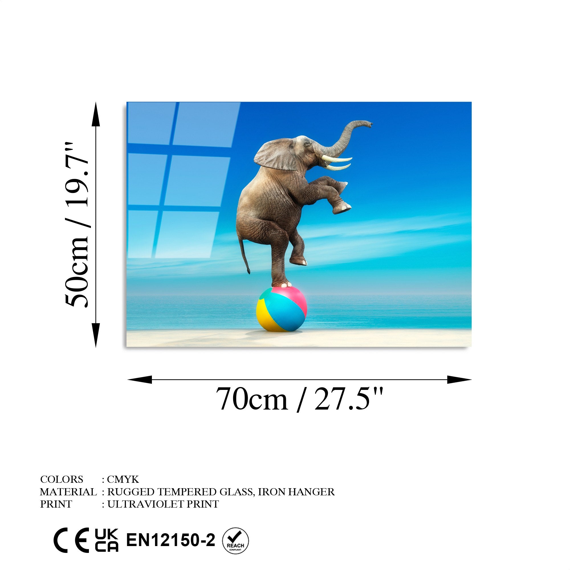 Quadro Decorativo em 100% Vidro Temperado UV-431, 50 x 70 cm, Multicolor (4 mm)