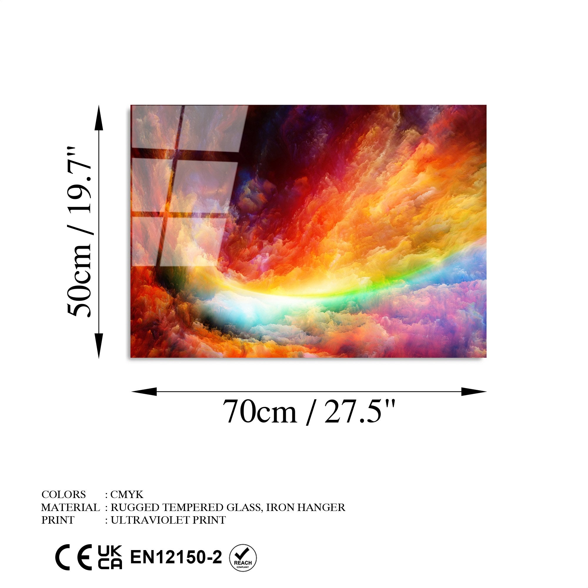 Quadro Decorativo em Vidro Temperado UV-432 50x70 cm – Multicolor, 4 mm