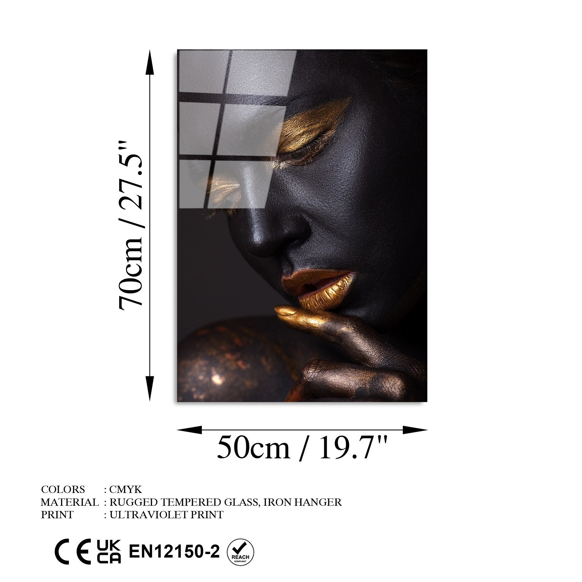 Quadro Decorativo em Vidro Temperado UV-433 50x70 cm (4 mm), Multicolor