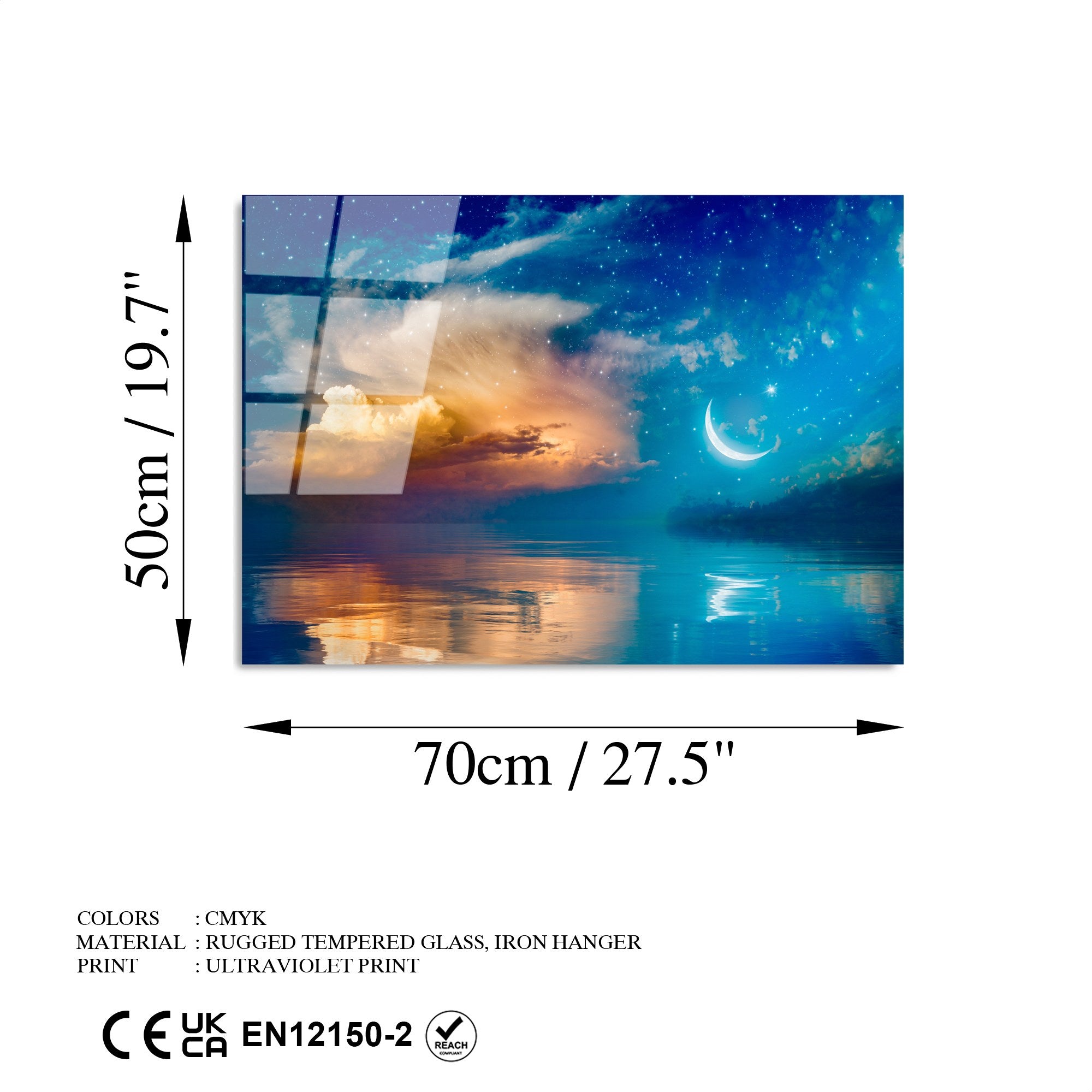 Quadro Decorativo em Vidro Temperado UV-434, Multicolor, 50 x 70 cm, 4 mm