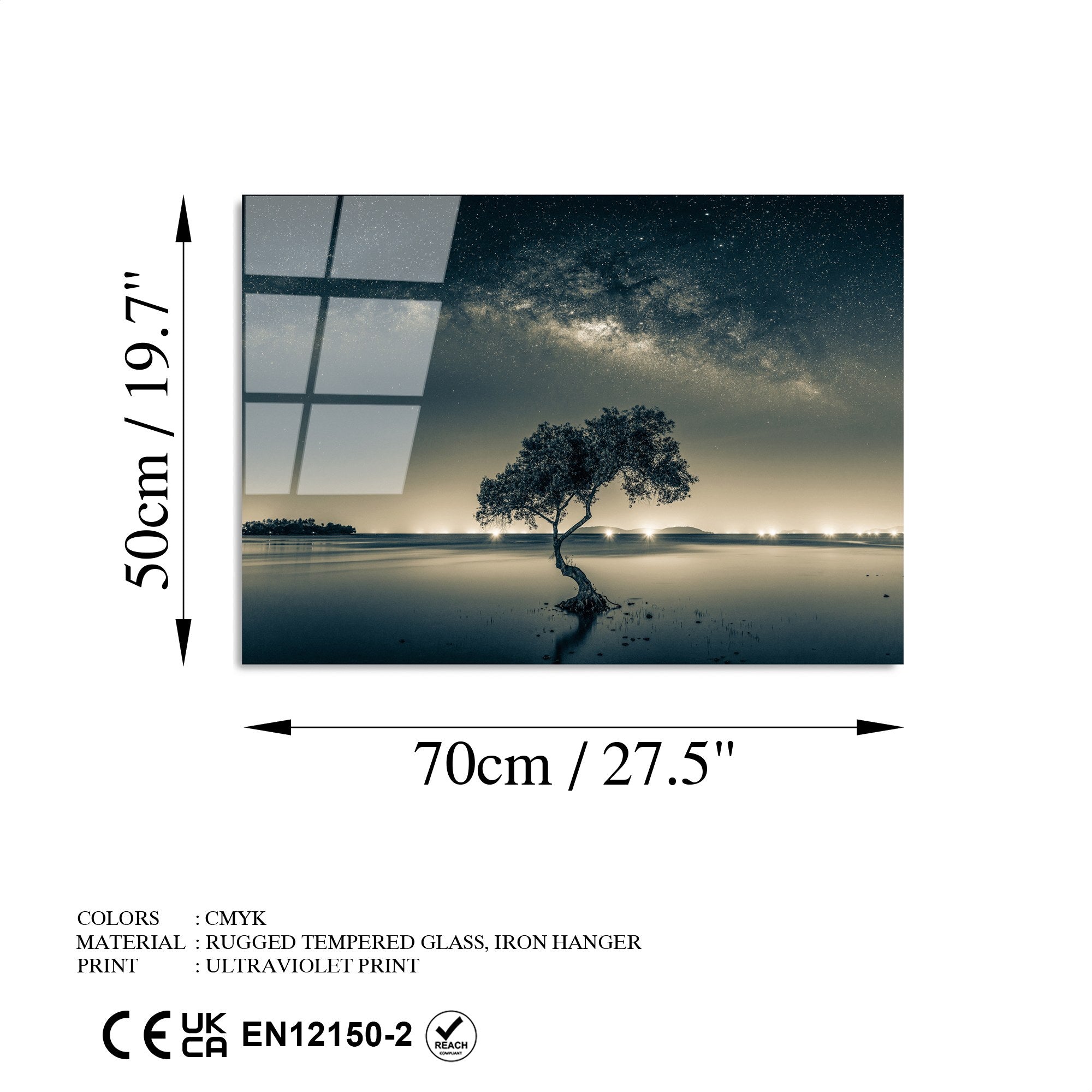 Quadro Decorativo em Vidro Temperado 4 mm 50 x 70 cm Multicor - UV-436