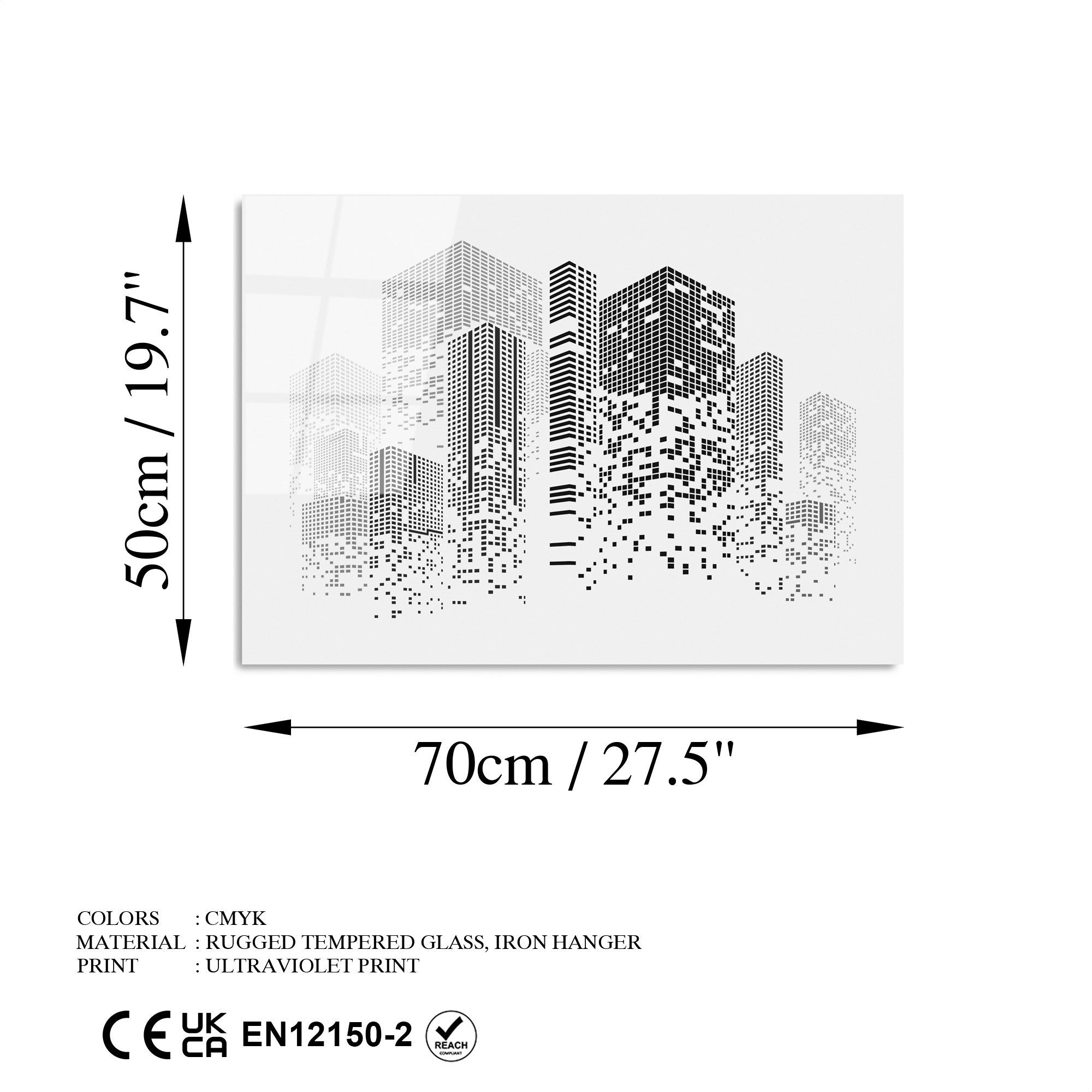 Quadro Decorativo em Vidro 100% Temperado Multicolor UV-437, 50 x 70 cm (4 mm)