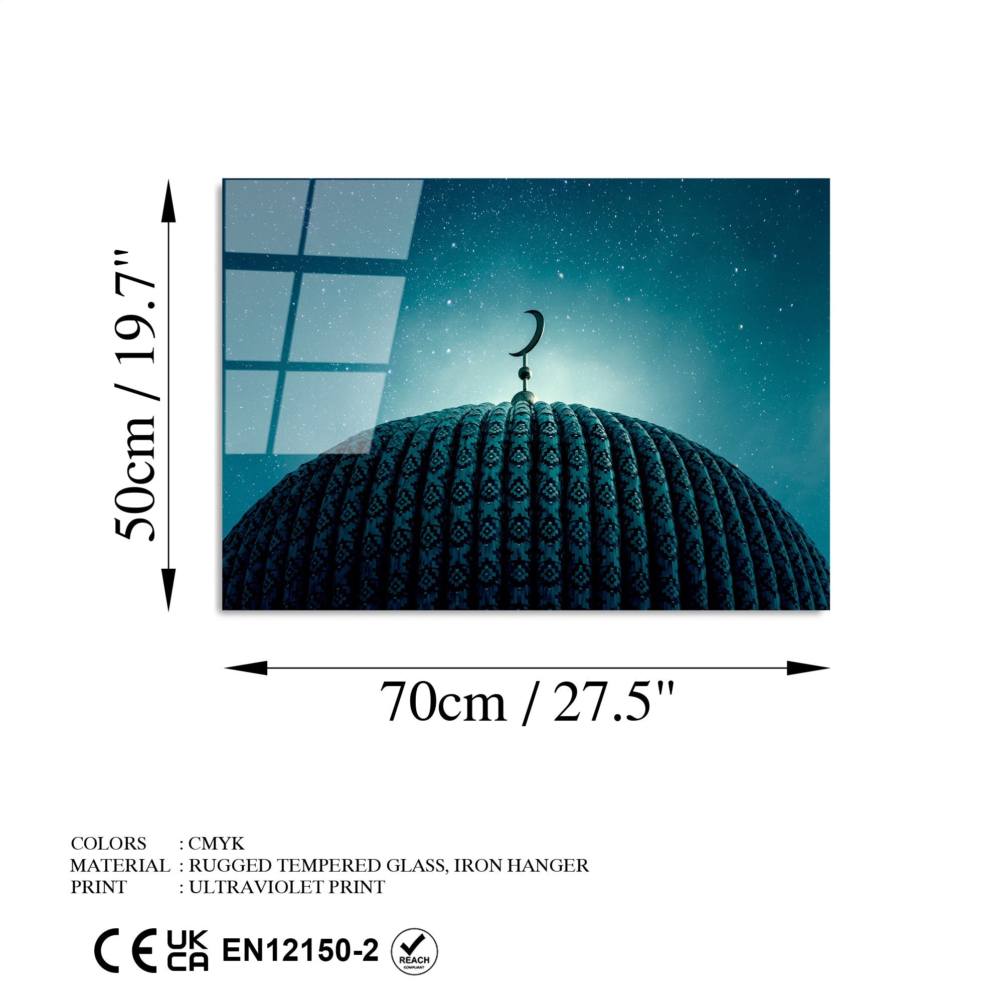 Quadro Decorativo em Vidro Temperado 100% UV-439, Multicolor, 50 x 70 cm (4 mm)