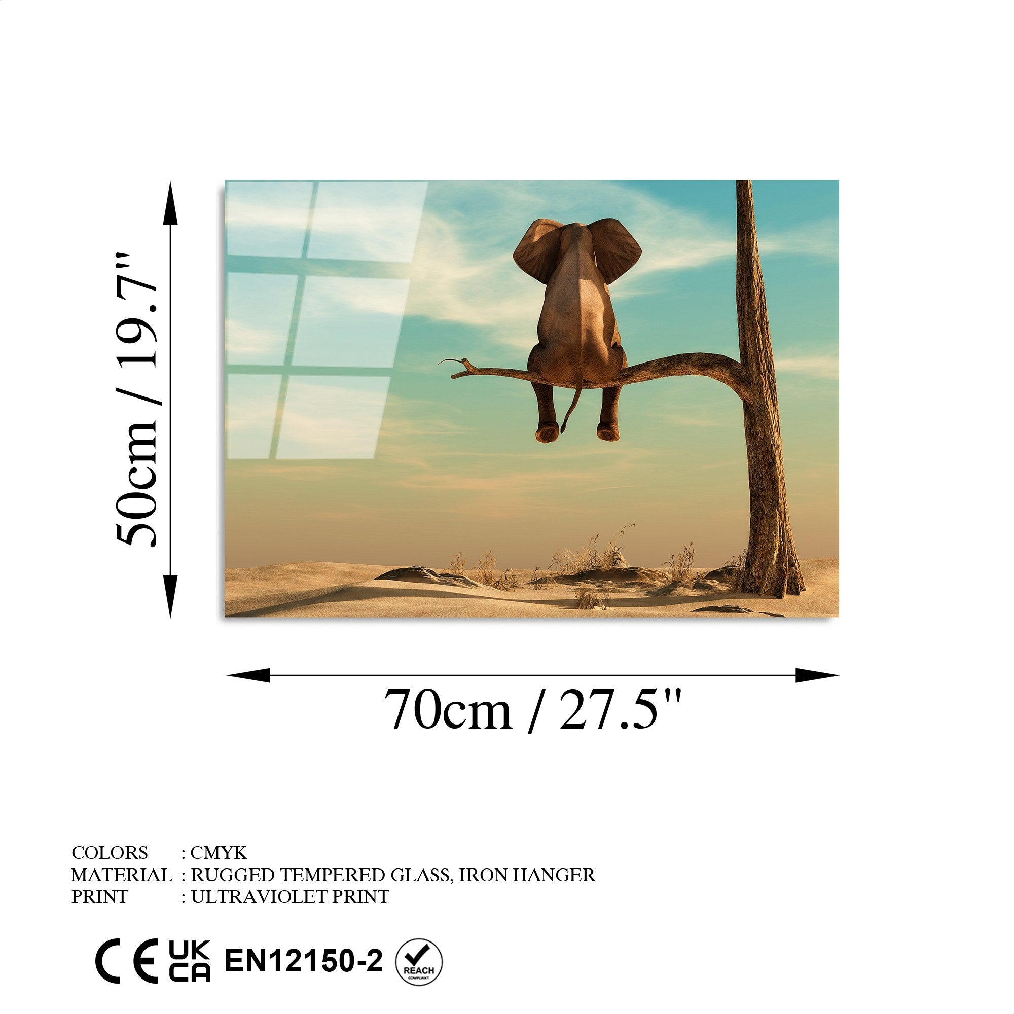 Quadro Decorativo em Vidro Temperado UV-442, 50 x 70 cm, Multicolor, 4 mm