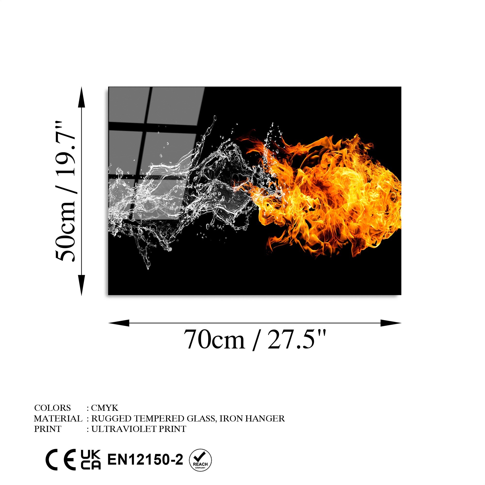 Quadro Decorativo em Vidro Temperado UV-443, 50 x 70 cm, Multicor, 4 mm