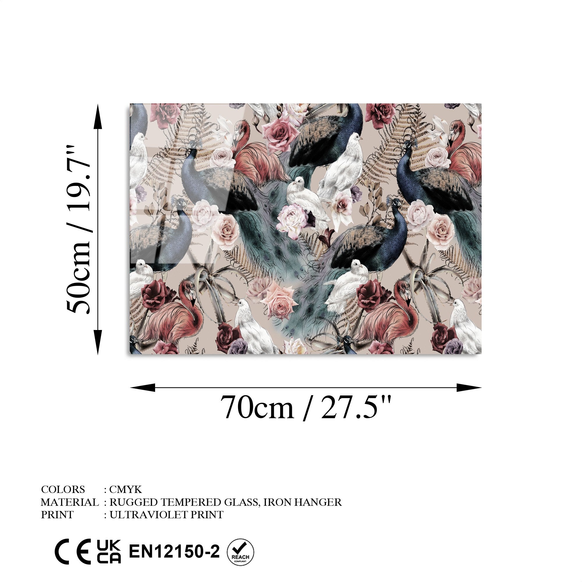 Quadro Decorativo UV-446 em Vidro 100% Temperado, Multicolor, 50 x 70 cm, 4 mm