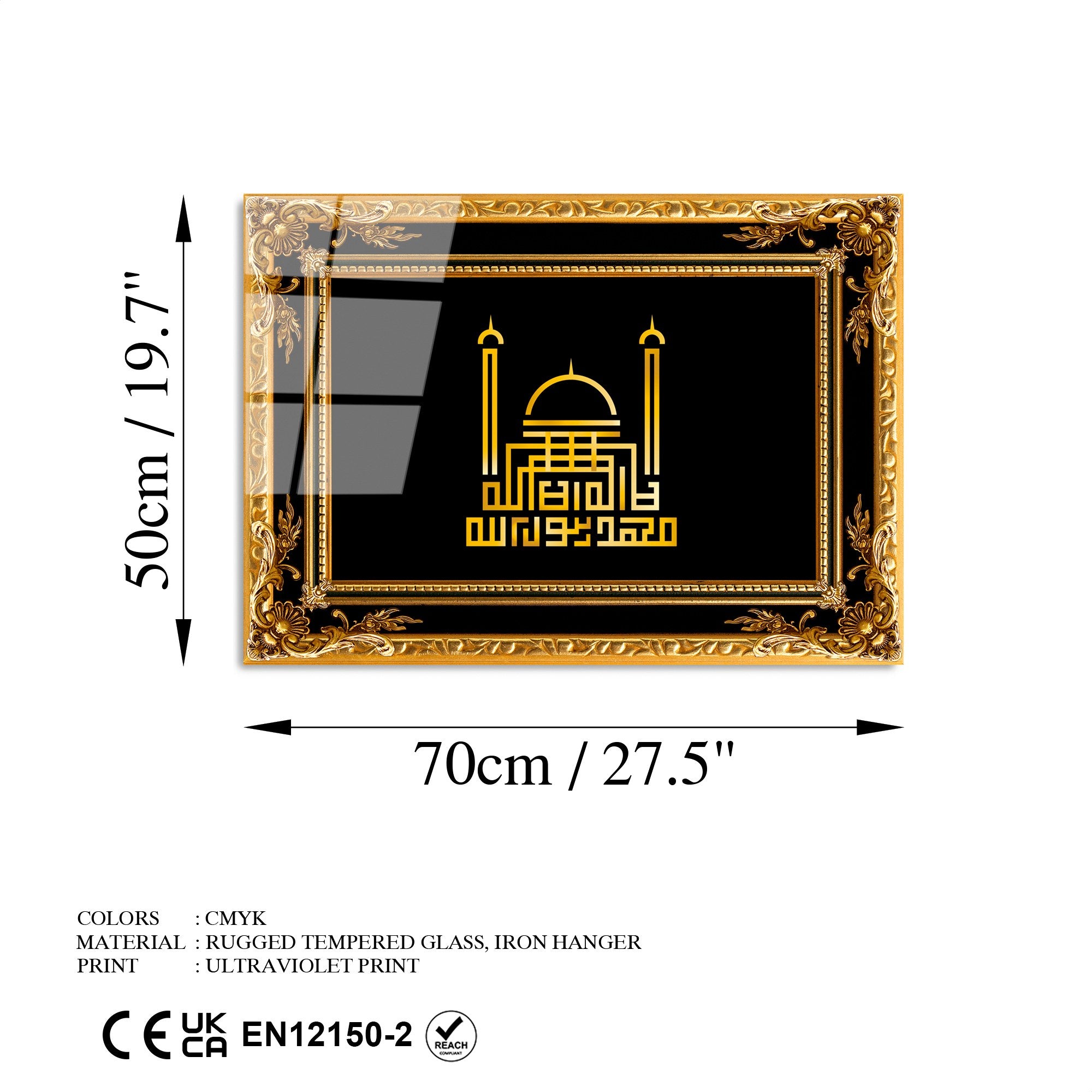 Quadro Decorativo em Vidro Temperado 100% (4 mm) UV-448, Multicolor, 50 x 70 cm