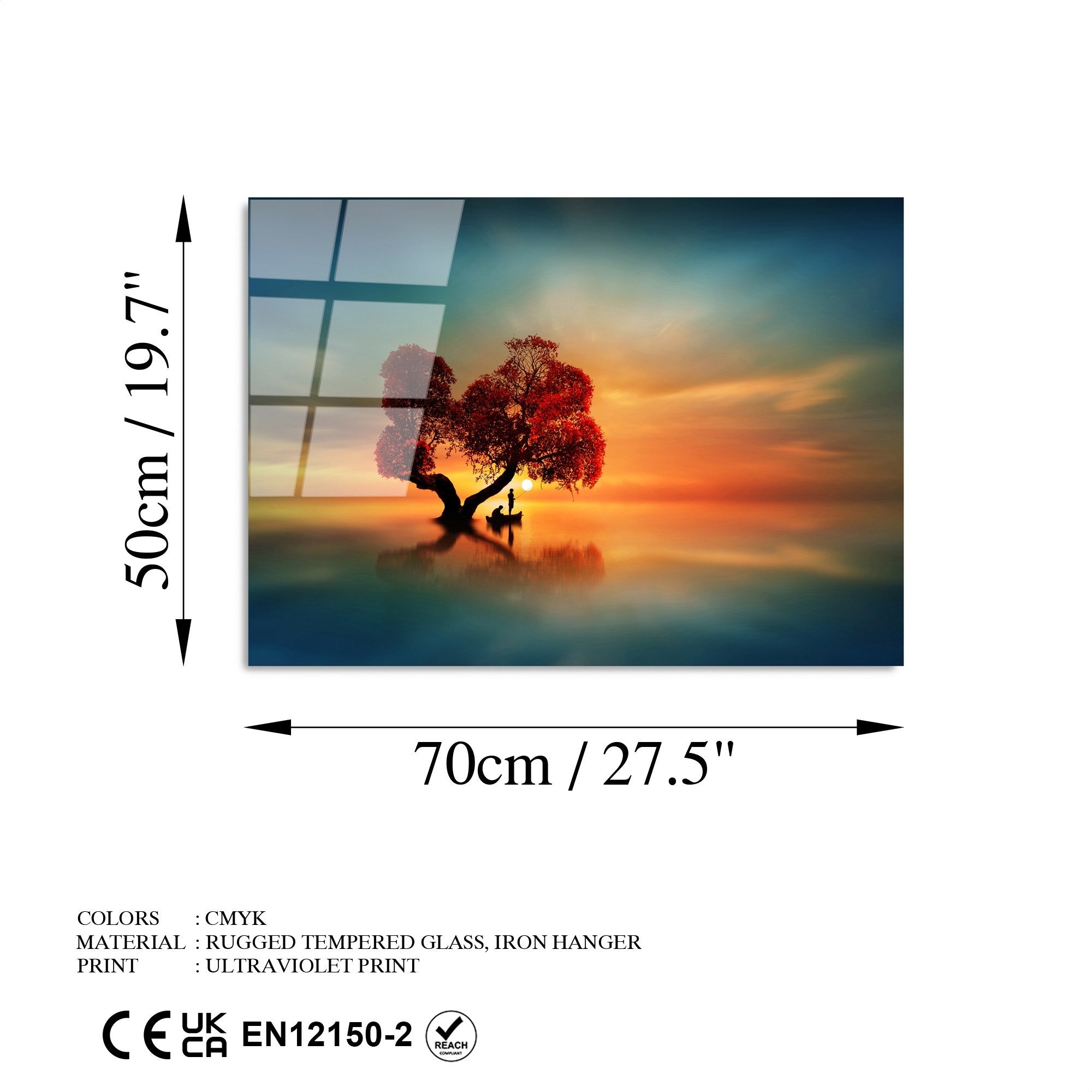 Quadro Decorativo em Vidro Temperado UV-450 (50 x 70 cm) – Multicolor, 4 mm