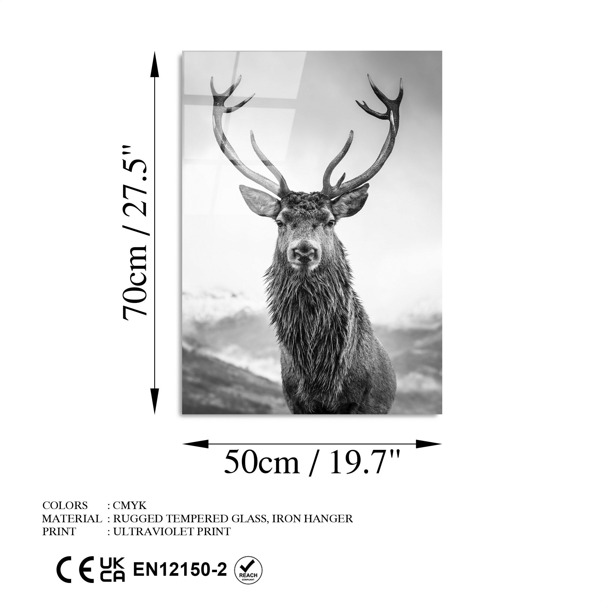 Quadro Decorativo em Vidro Temperado UV-455, Multicolor, 50 x 70 cm (4 mm)