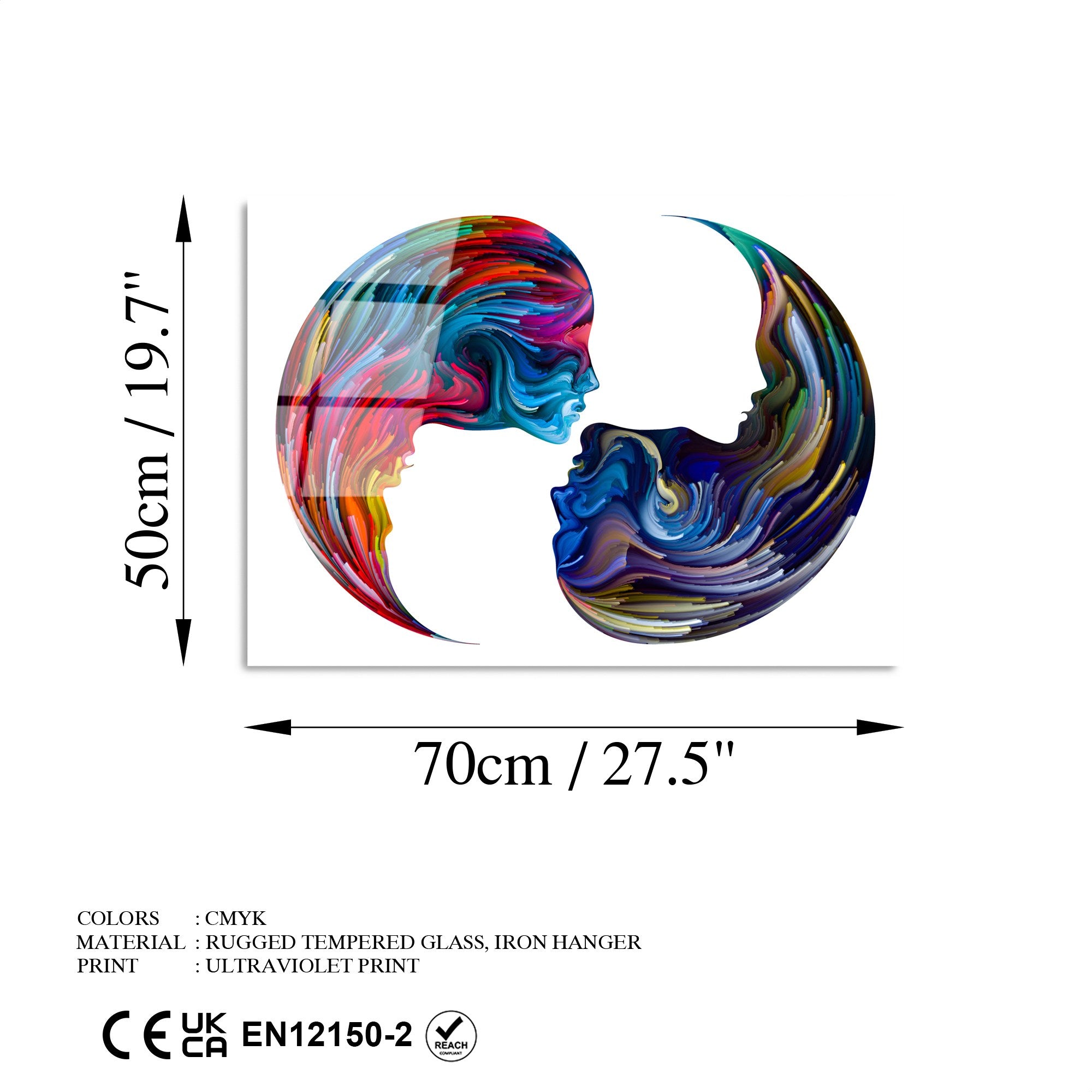 Quadro Decorativo em Vidro Temperado UV-457, Multicolor, 50 x 70 cm (4 mm)