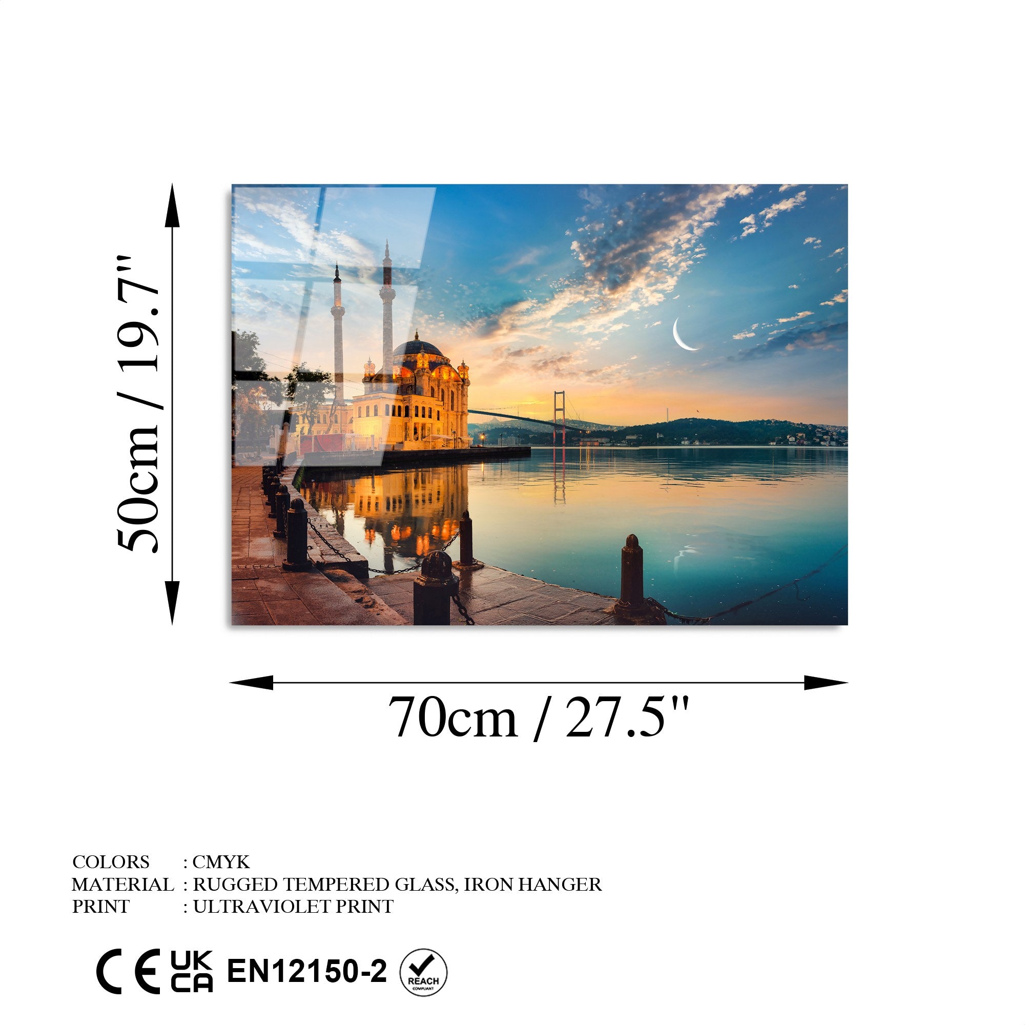 Quadro Decorativo em Vidro Temperado UV-459, Multicolor, 50 x 70 cm, 4 mm