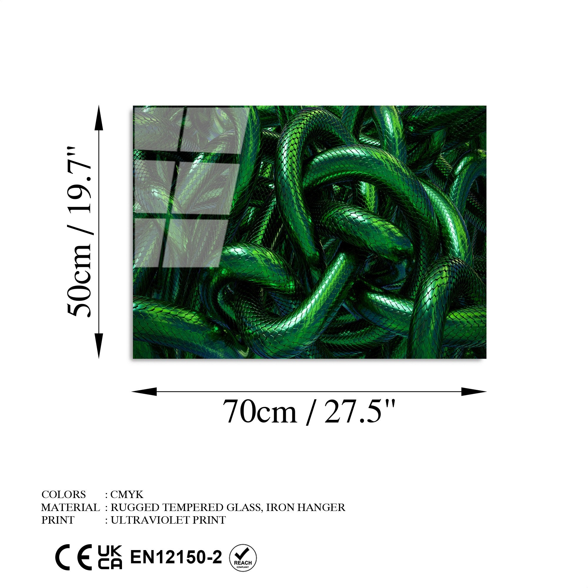 Quadro Decorativo em Vidro Temperado UV-460, 50x70 cm, Multicolor (4 mm)