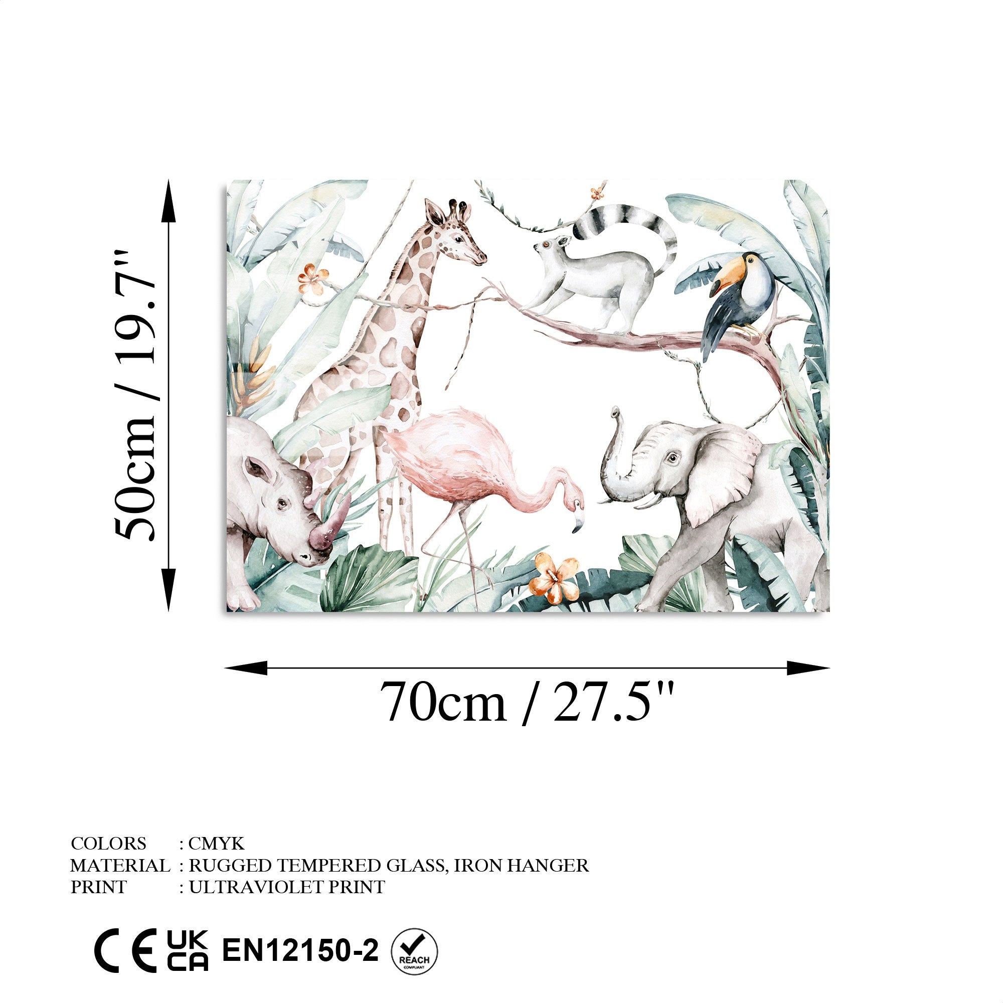 Quadro Decorativo em Vidro Temperado UV-462, Multicolor, 50 x 70 cm, 4 mm