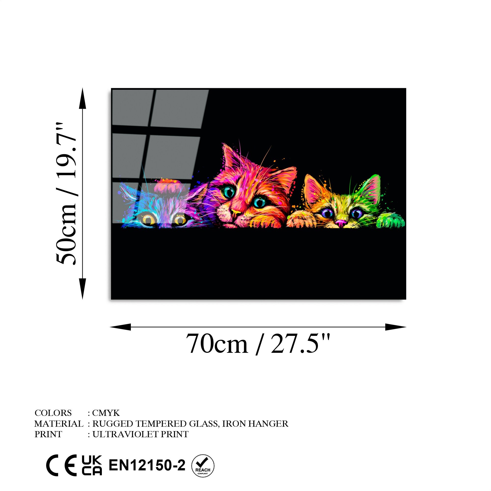 Quadro Decorativo em Vidro Temperado 50x70 cm (4 mm) Multicolor – UV-463