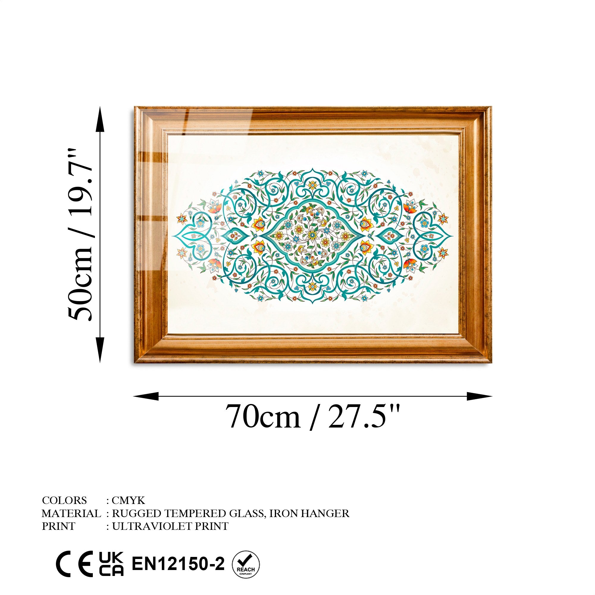 Quadro Decorativo em Vidro Temperado UV-475, 50 x 70 cm, Multicolor, 4 mm