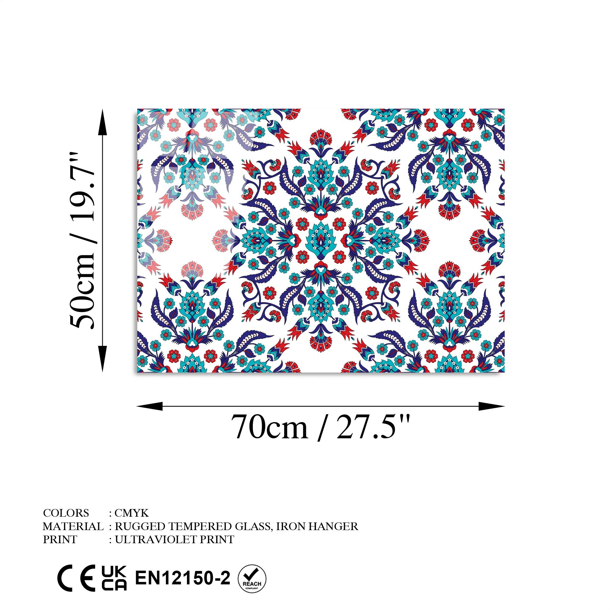 Quadro Decorativo em Vidro Temperado UV-477, 50 x 70 cm, Multicolor, 4 mm