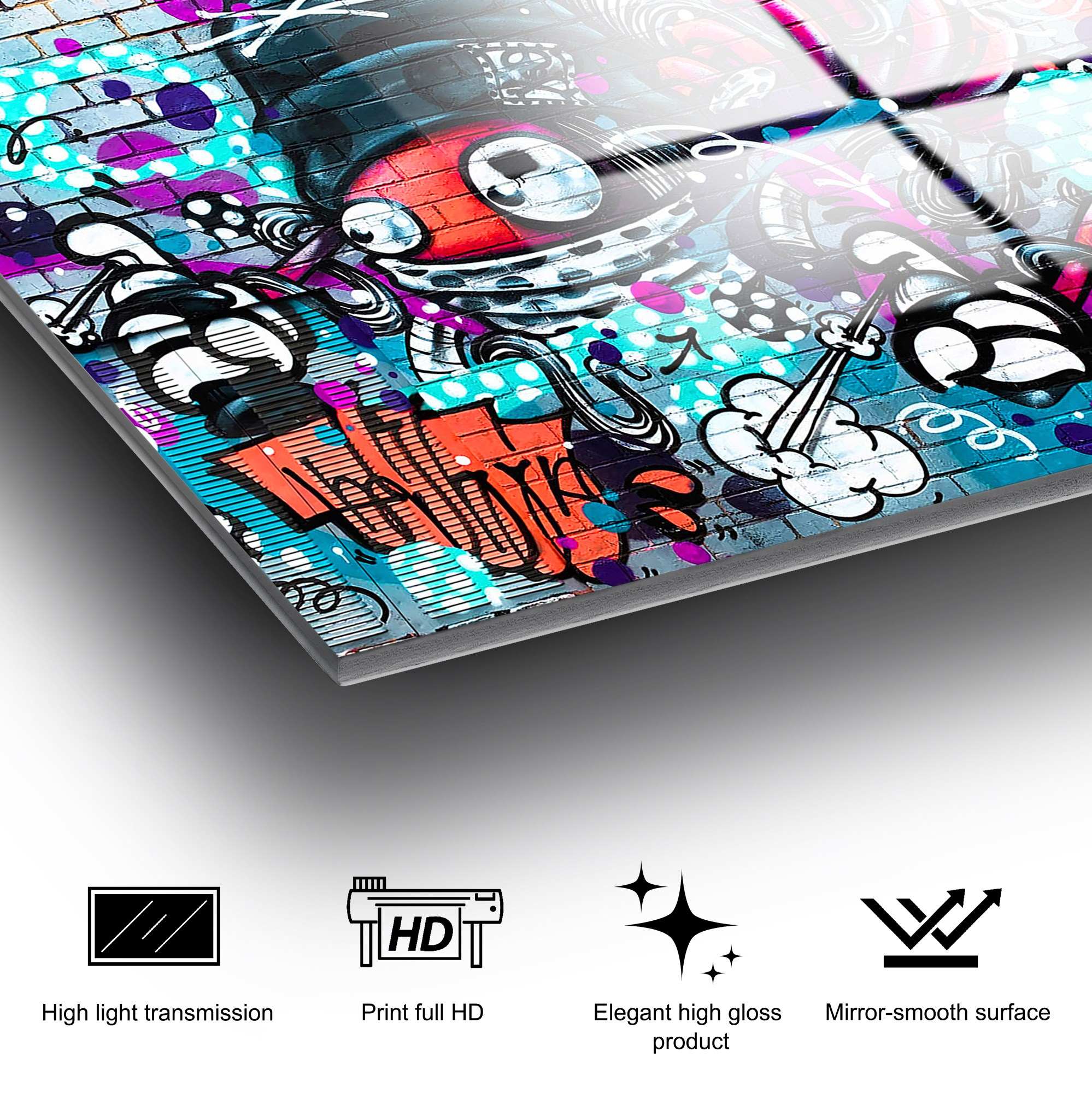 Quadro Decorativo em Vidro Temperado UV-716, Multicolor, 70 x 100 cm, 4 mm