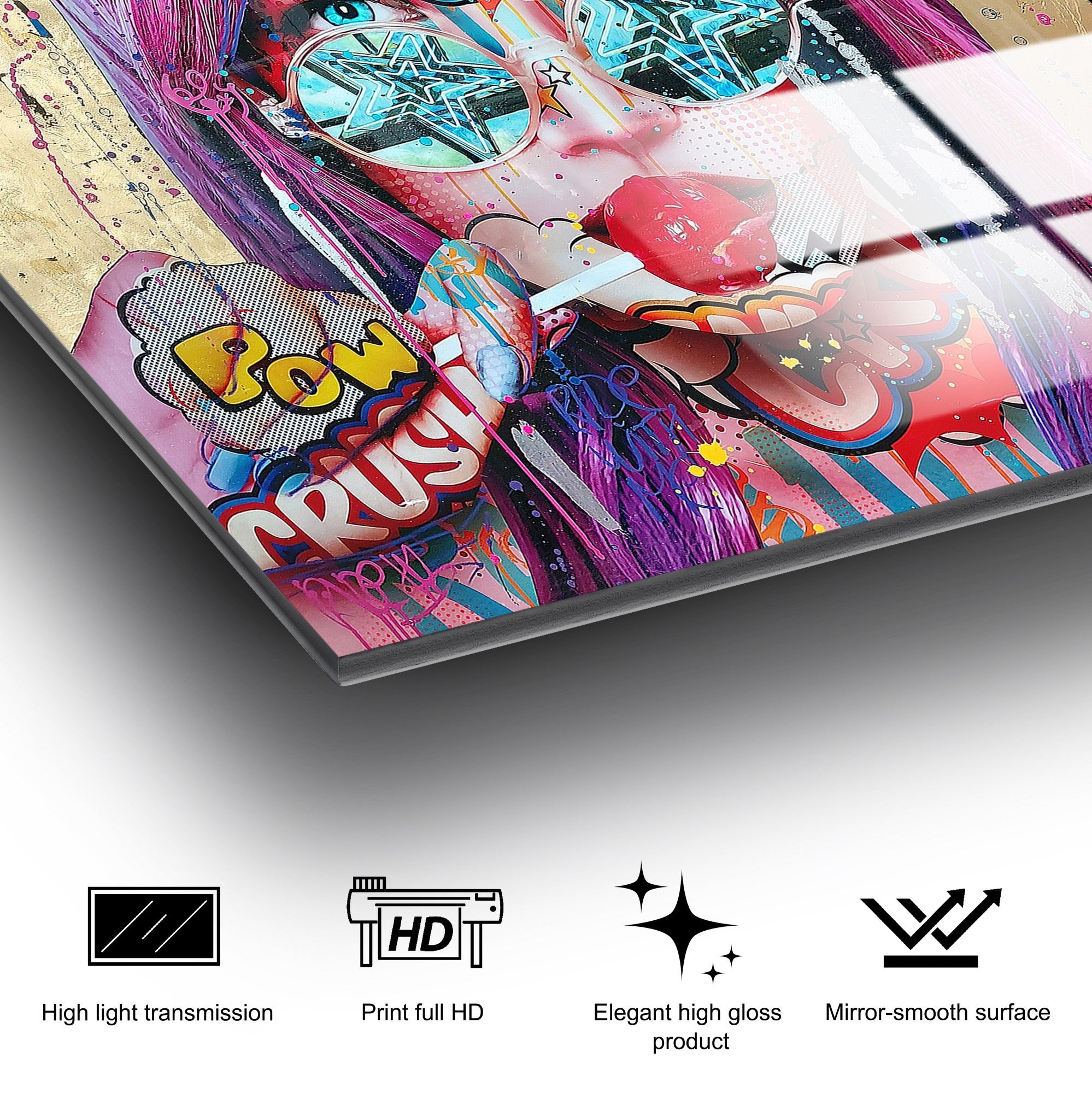 Quadro Decorativo em Vidro Temperado 4 mm 70x100 cm Multicolor – UV-719 (Ref. 123BZM2211)