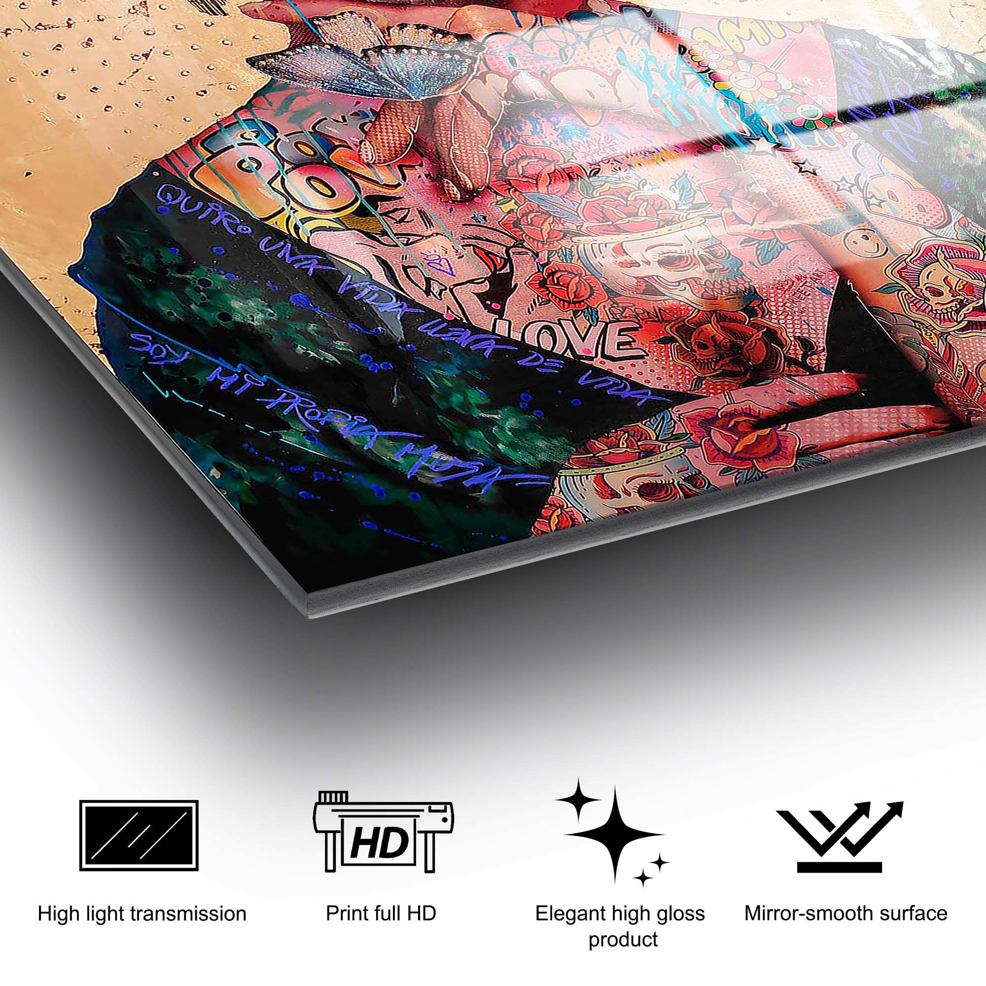 Quadro Decorativo em Vidro Temperado Multicolor UV-722 (70 x 100 cm, 4 mm)