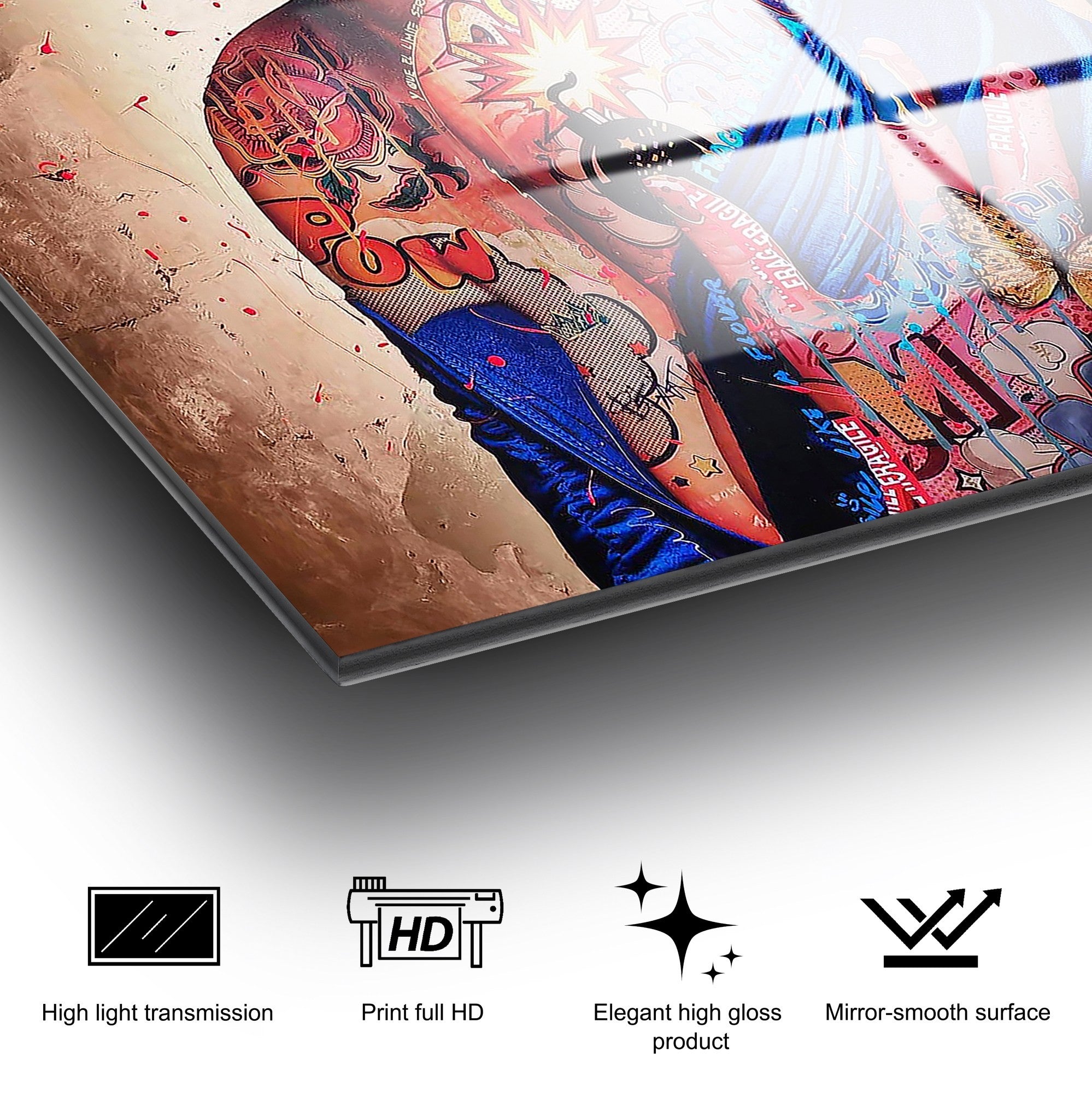 Quadro Decorativo em Vidro Temperado UV-723 70 x 100 cm Multicolor 4 mm