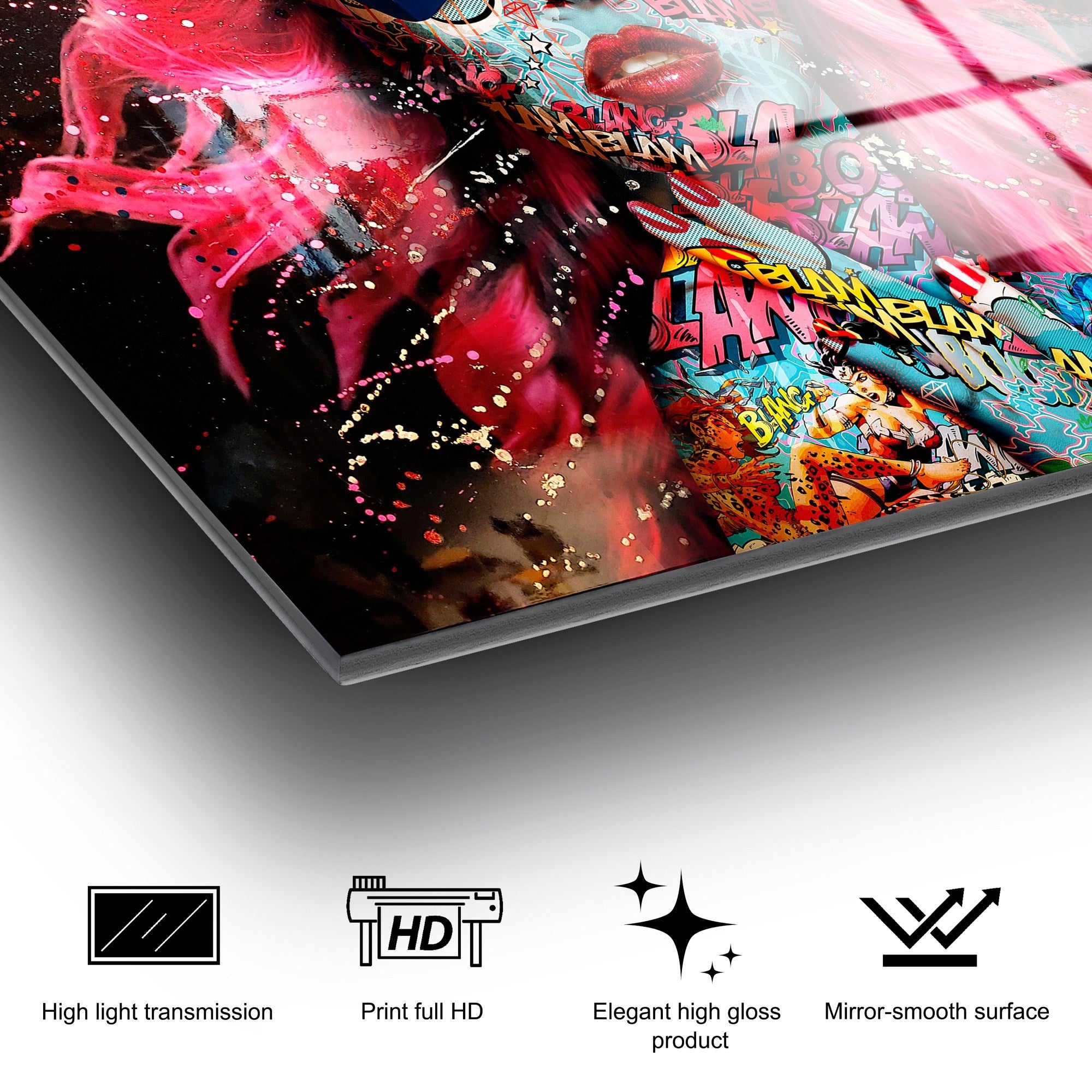 Quadro Decorativo em Vidro Temperado 100% (4 mm), Multicolor, 70 x 100 cm – UV-724