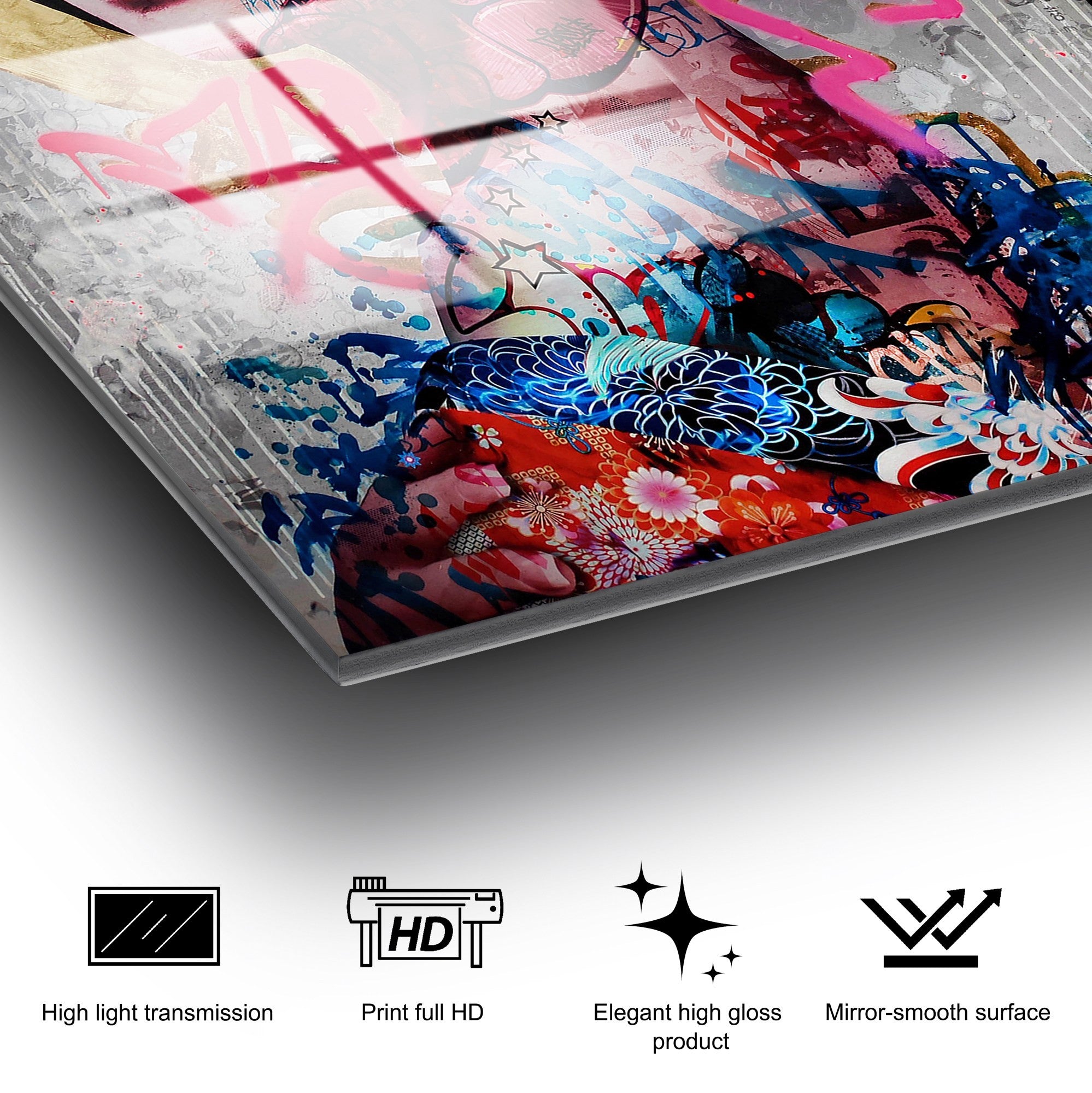 Quadro Decorativo em Vidro Temperado UV-726, Multicolor, 70 x 100 cm, 4 mm