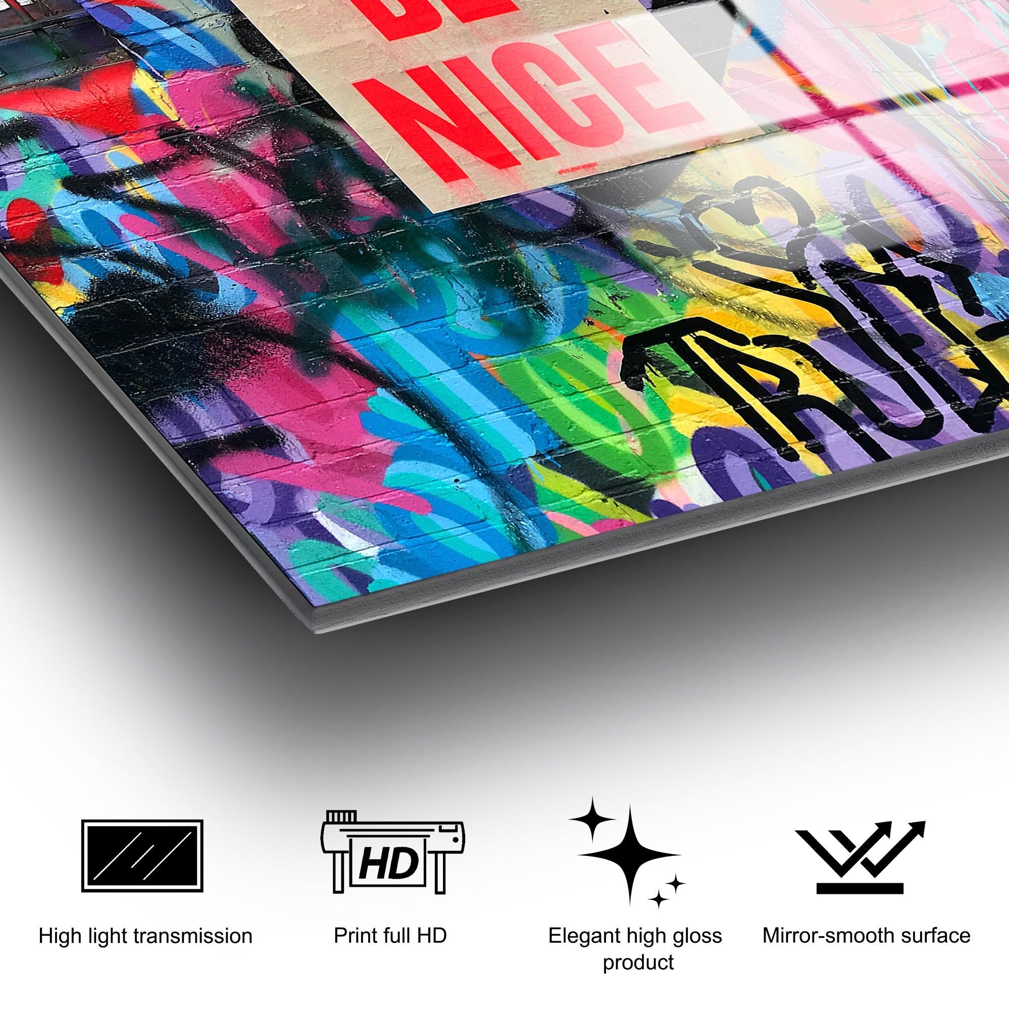 Quadro Decorativo em Vidro Temperado UV-733, Multicolor, 70 x 100 cm (4 mm)